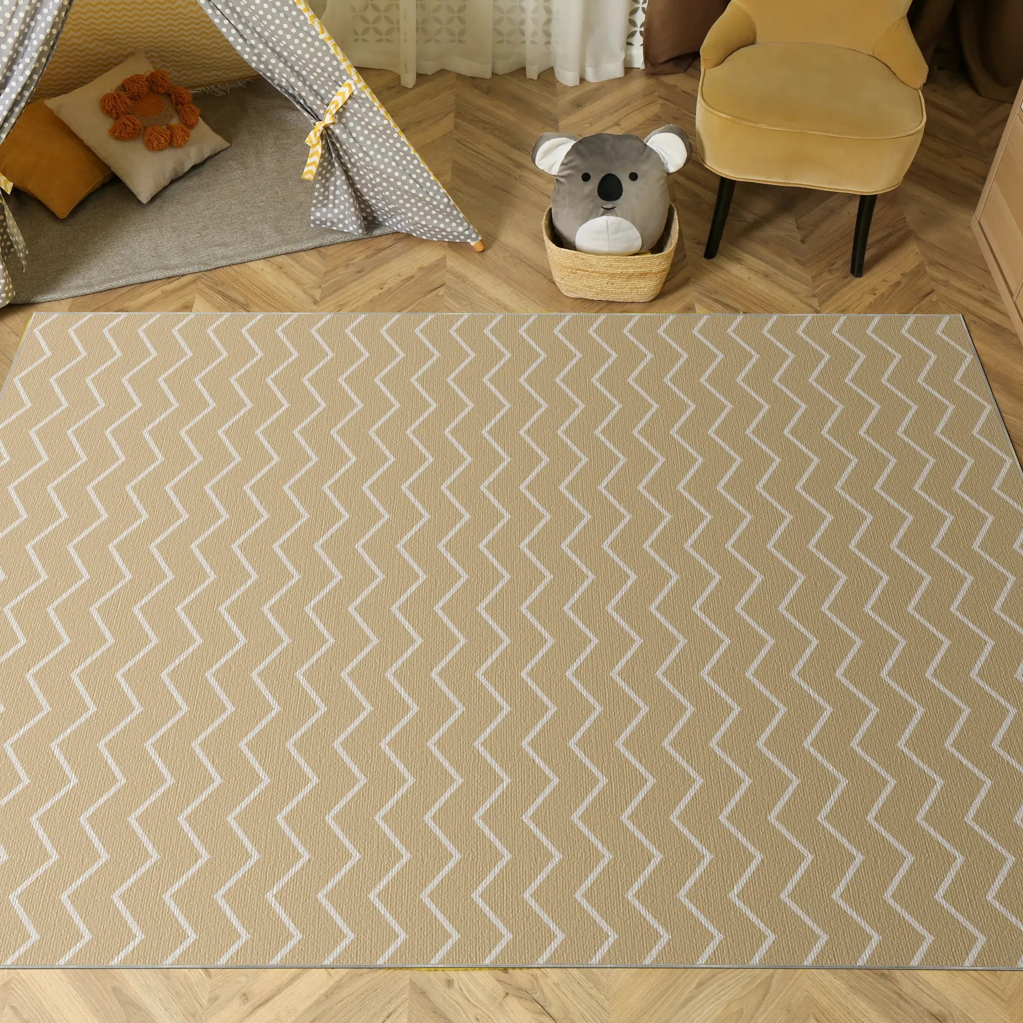 Tappeto Lavabile Chevron Beige