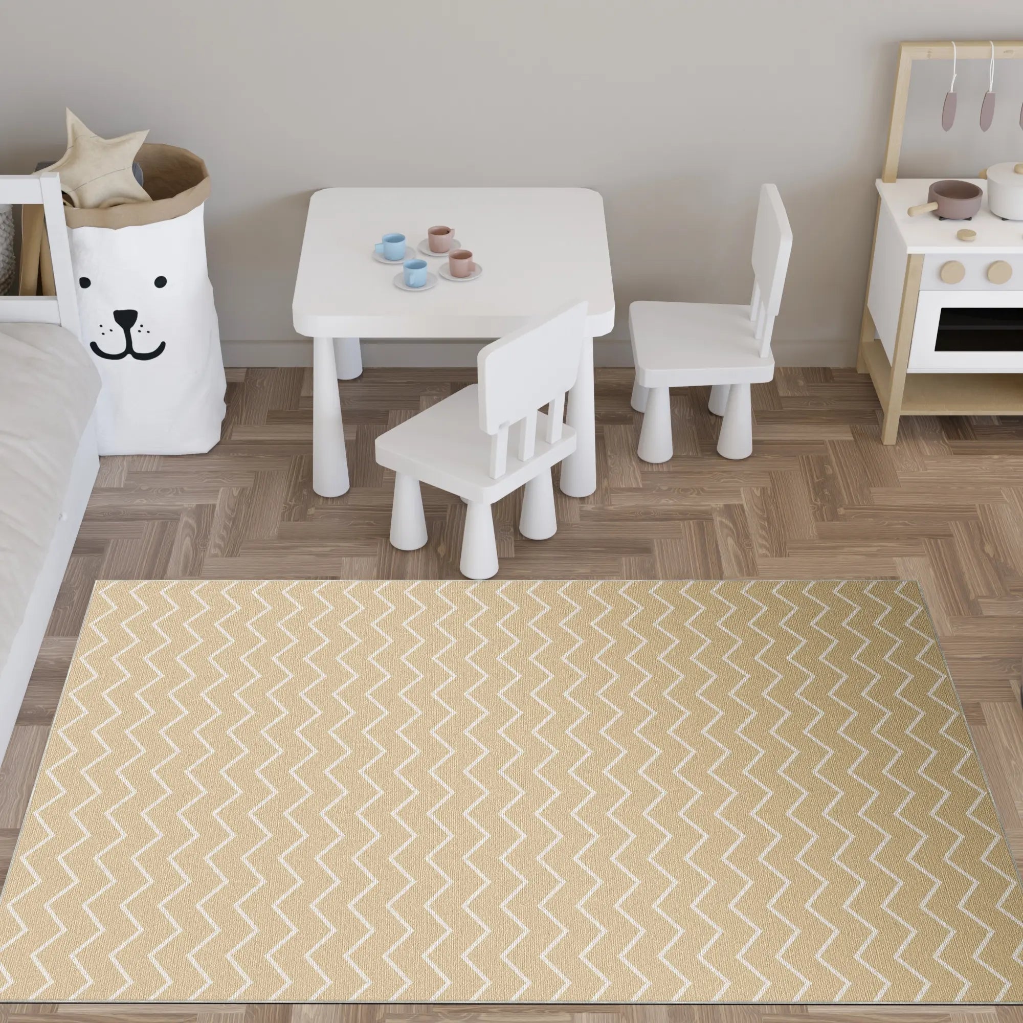 Tappeto Lavabile Chevron Beige