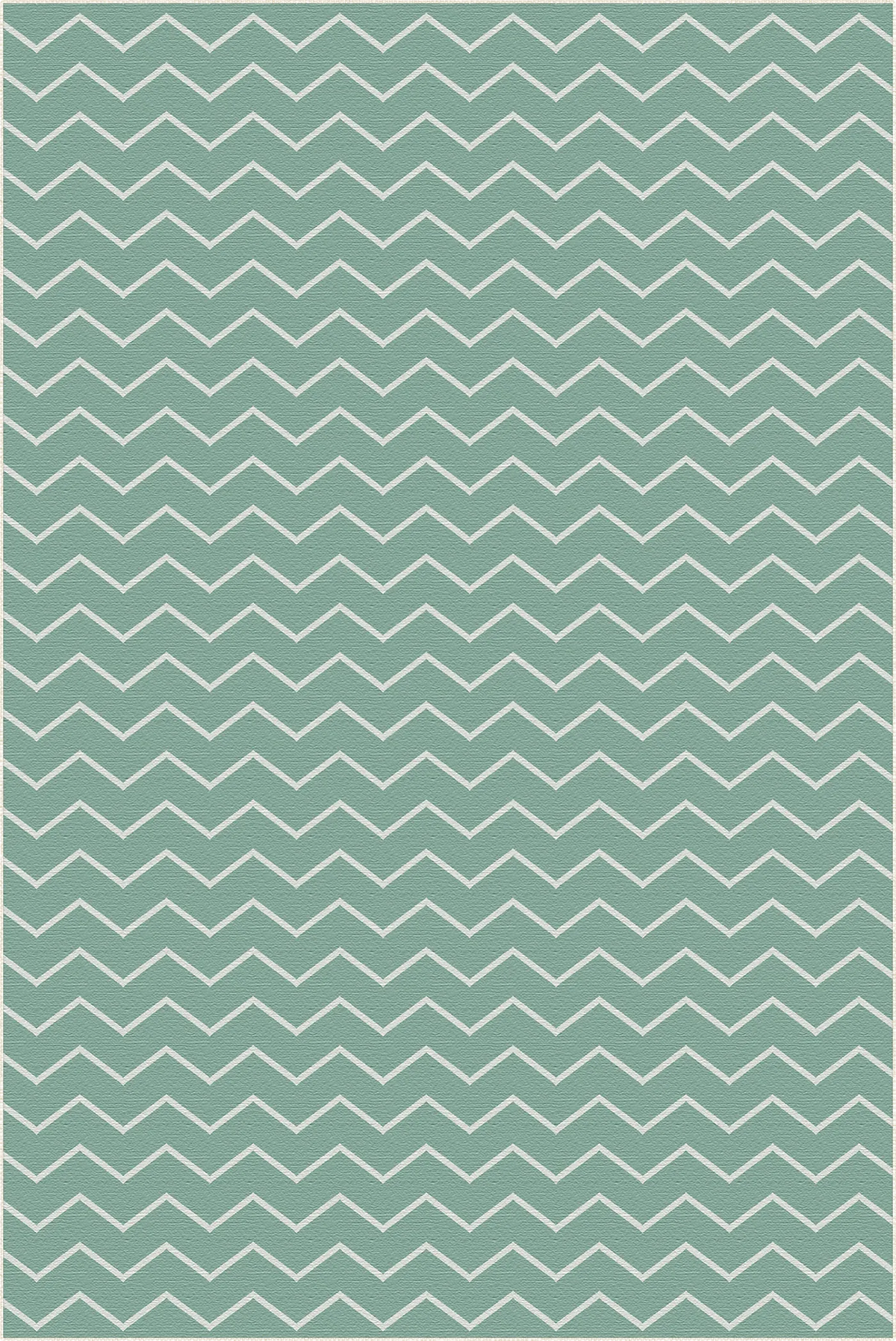 Tappeto verde con motivo a zigzag bianco