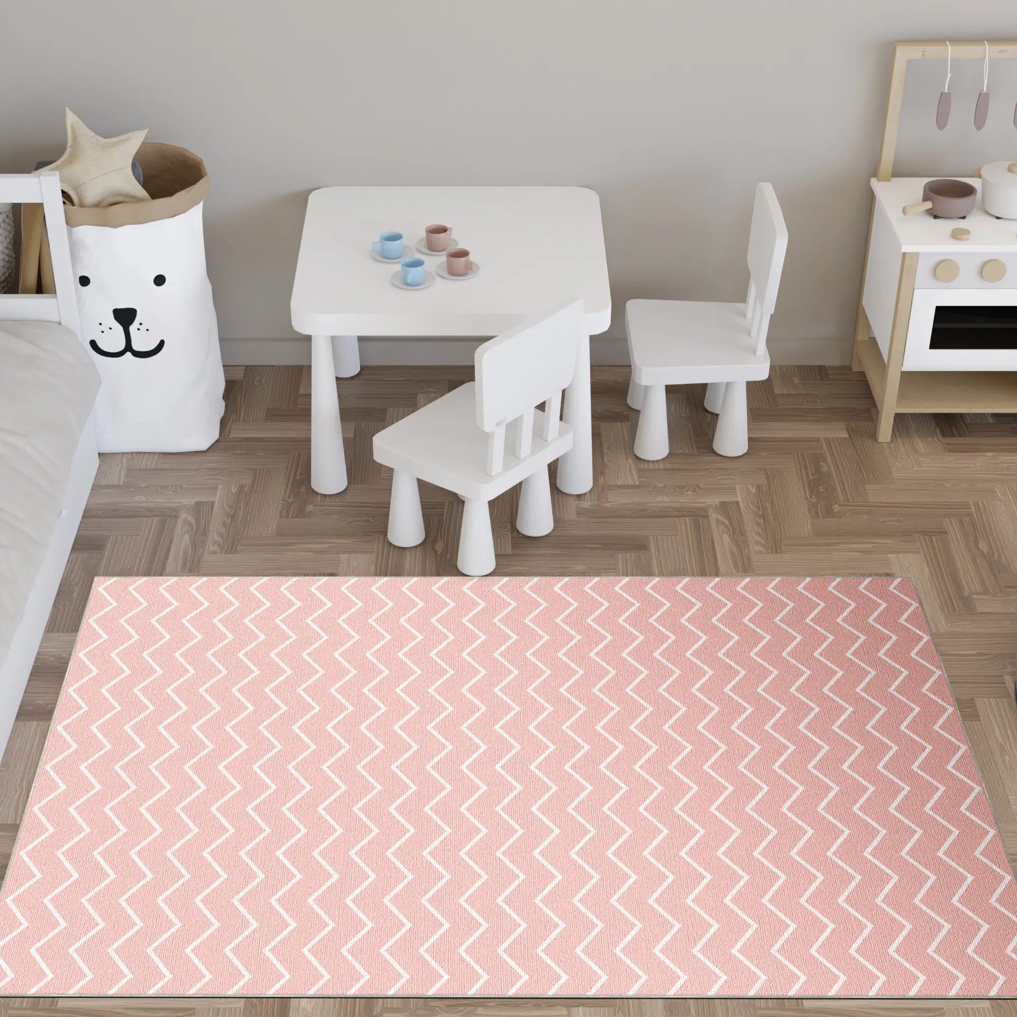 Tappeto Lavabile Chevron Rosa