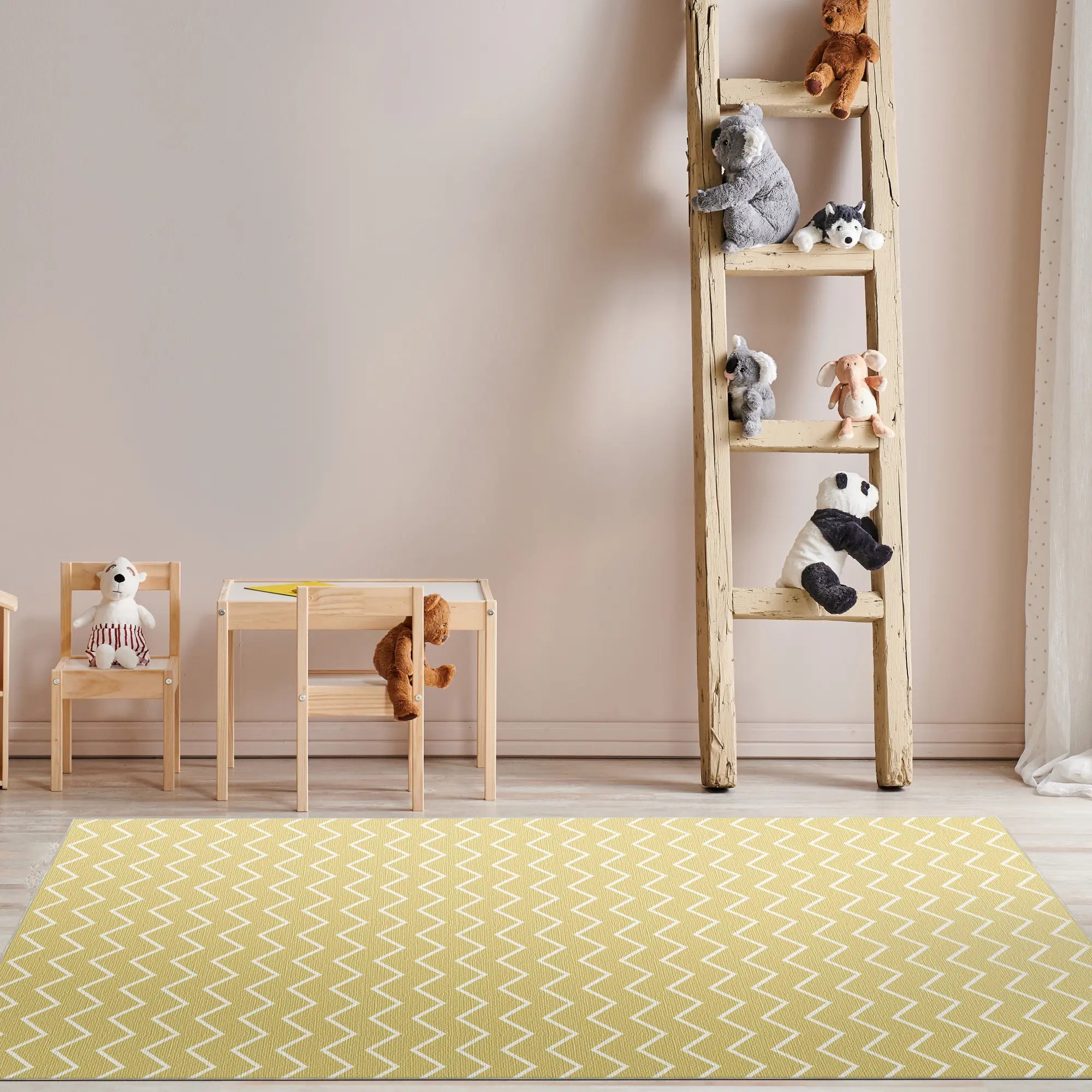Tappeto Lavabile Chevron Giallo Pallido