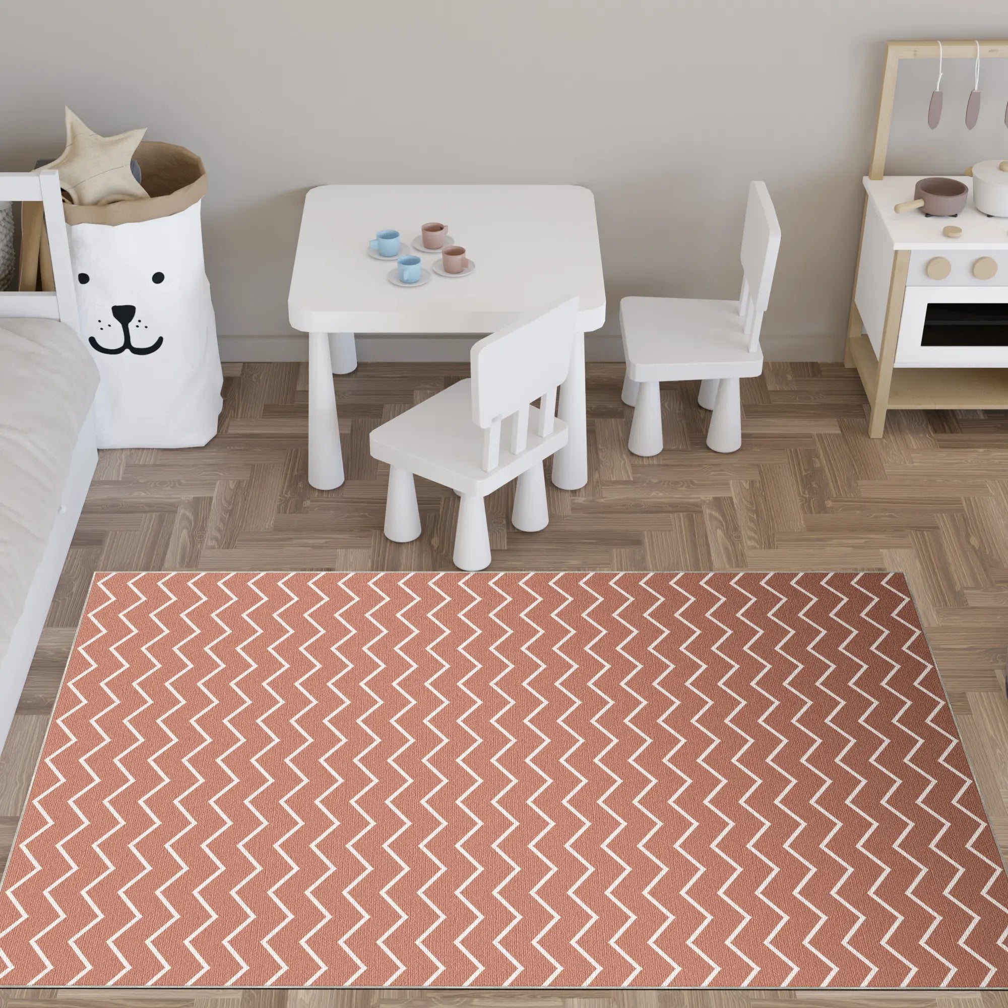 Tappeto Lavabile Chevron Terracotta
