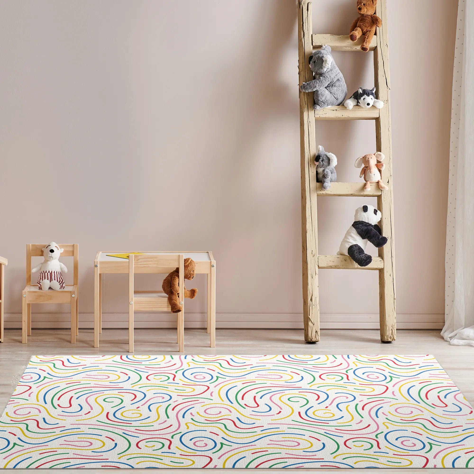 Tappeto Lavabile Bambini Astratto Colorato a Spirale