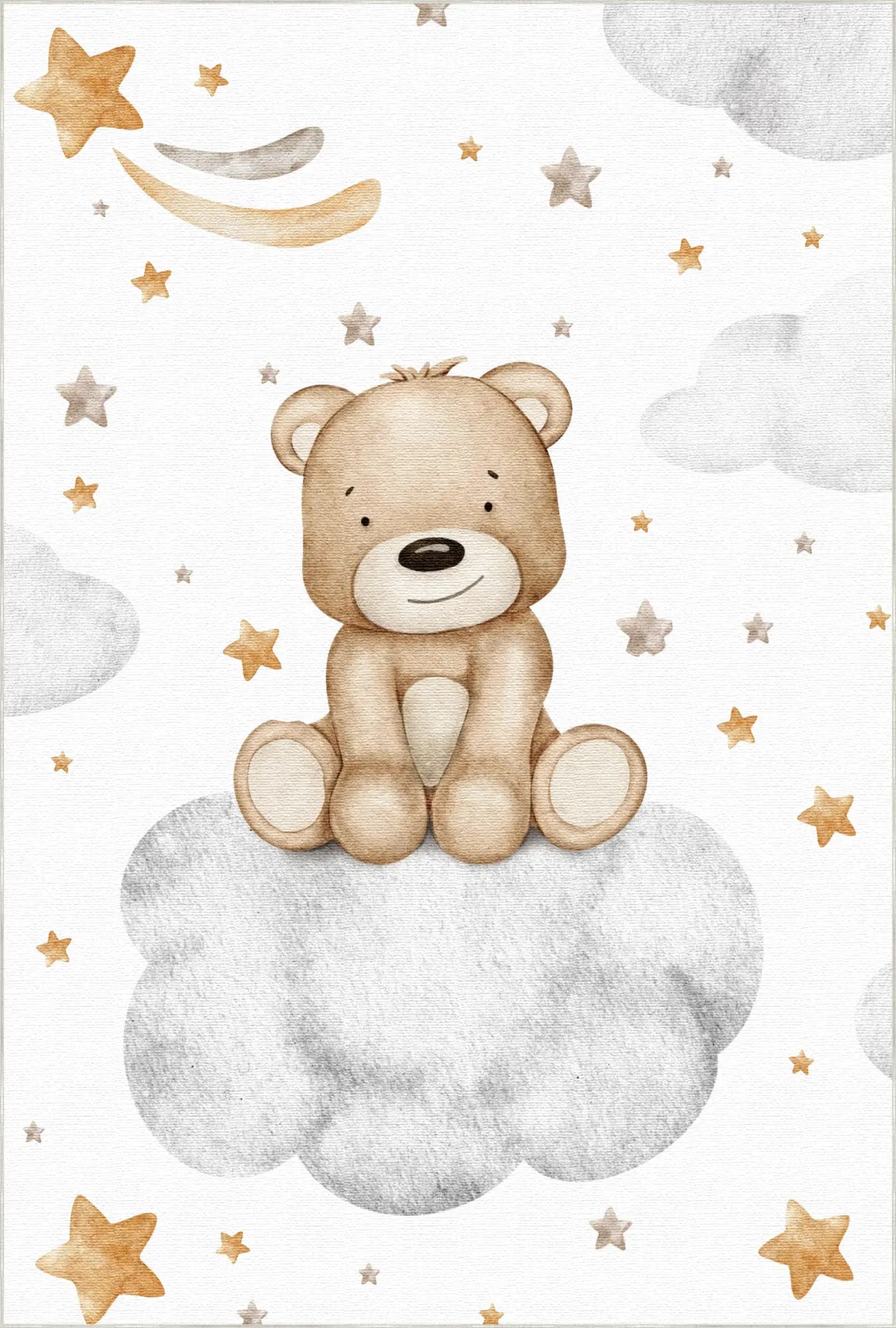 Tappeto Bambini Orso Marrone Dolce sulla Nuvola