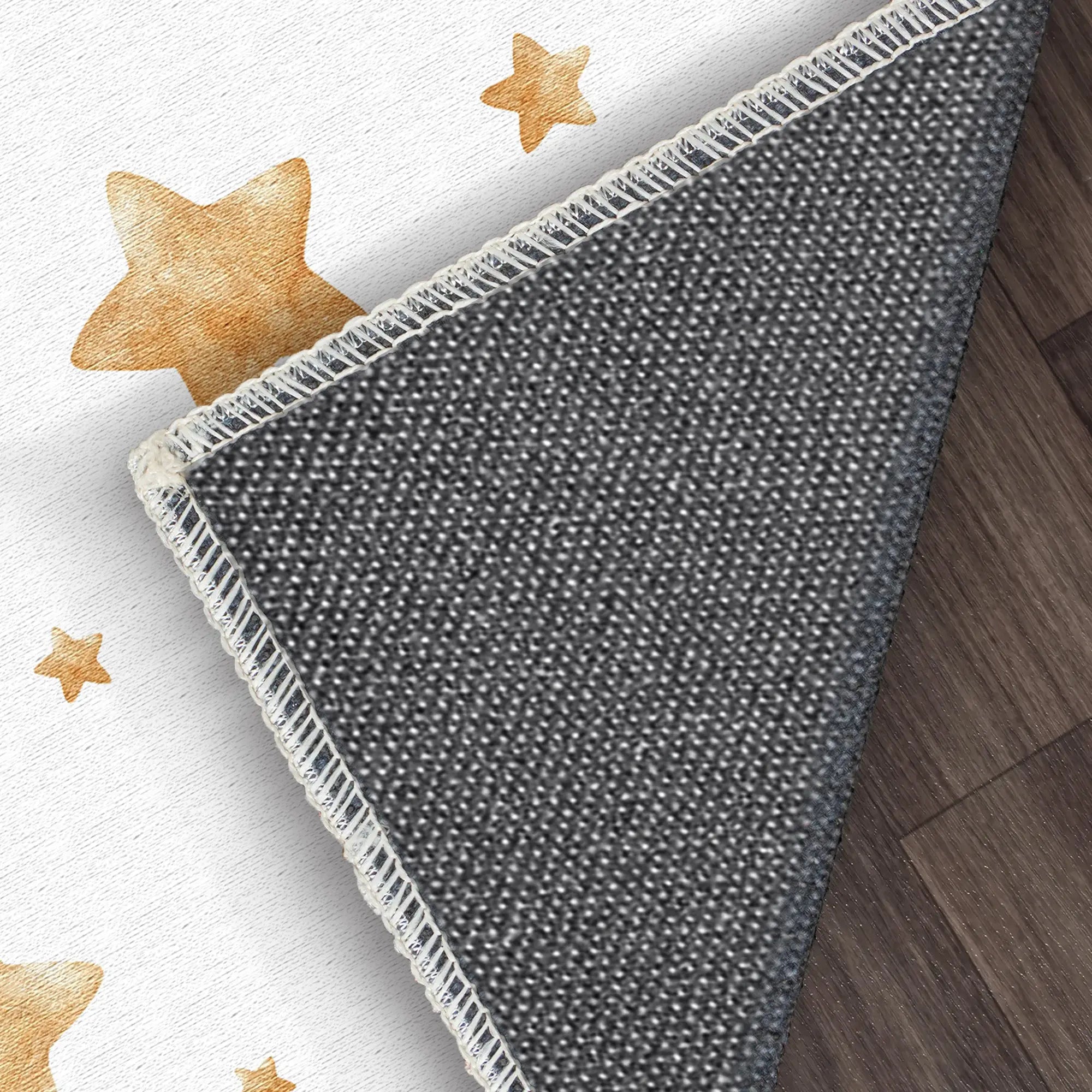 Tappeto Bambini Stelle Acquerello Dorate