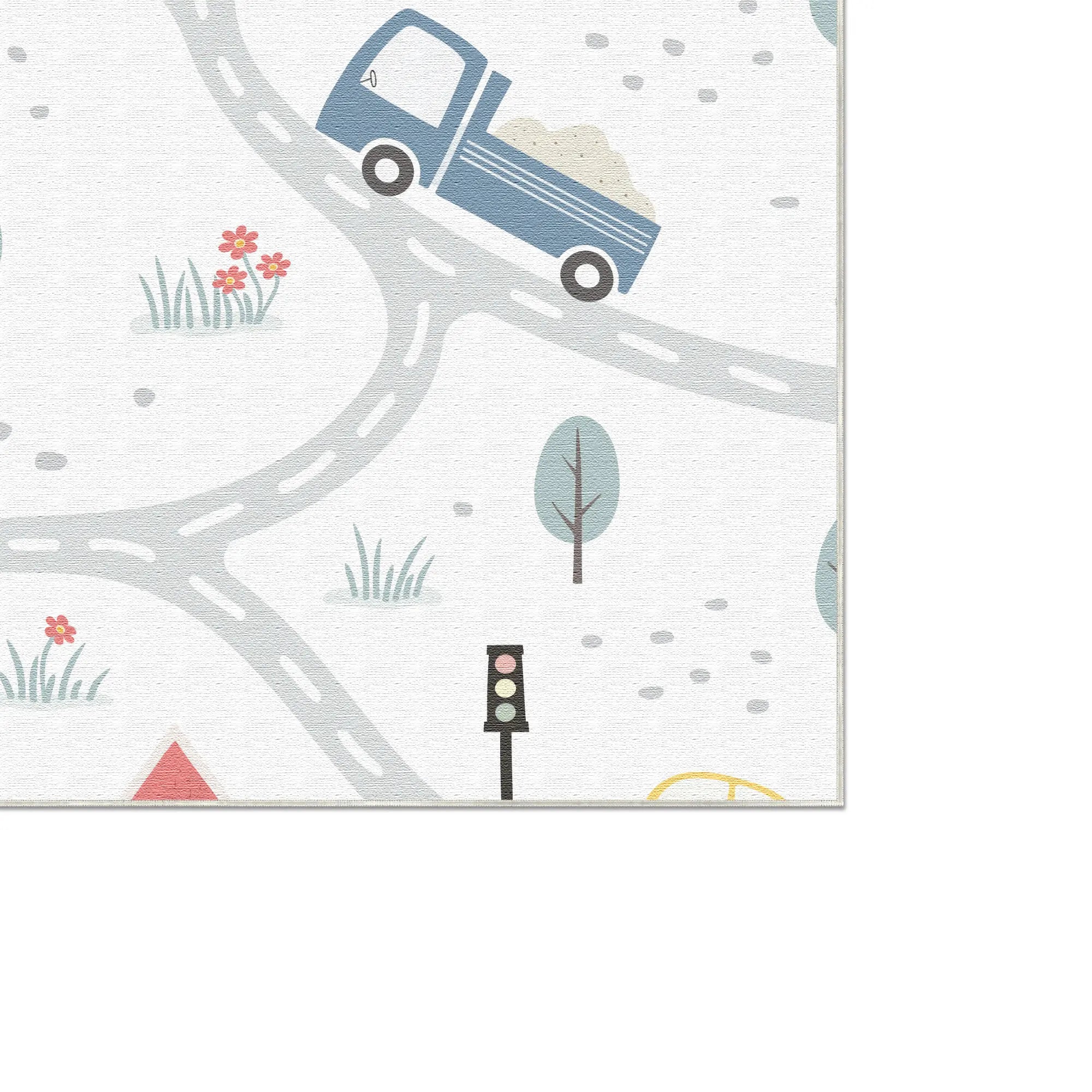 Tappeto Bambini Traffico Stradale Cittadino Bianco