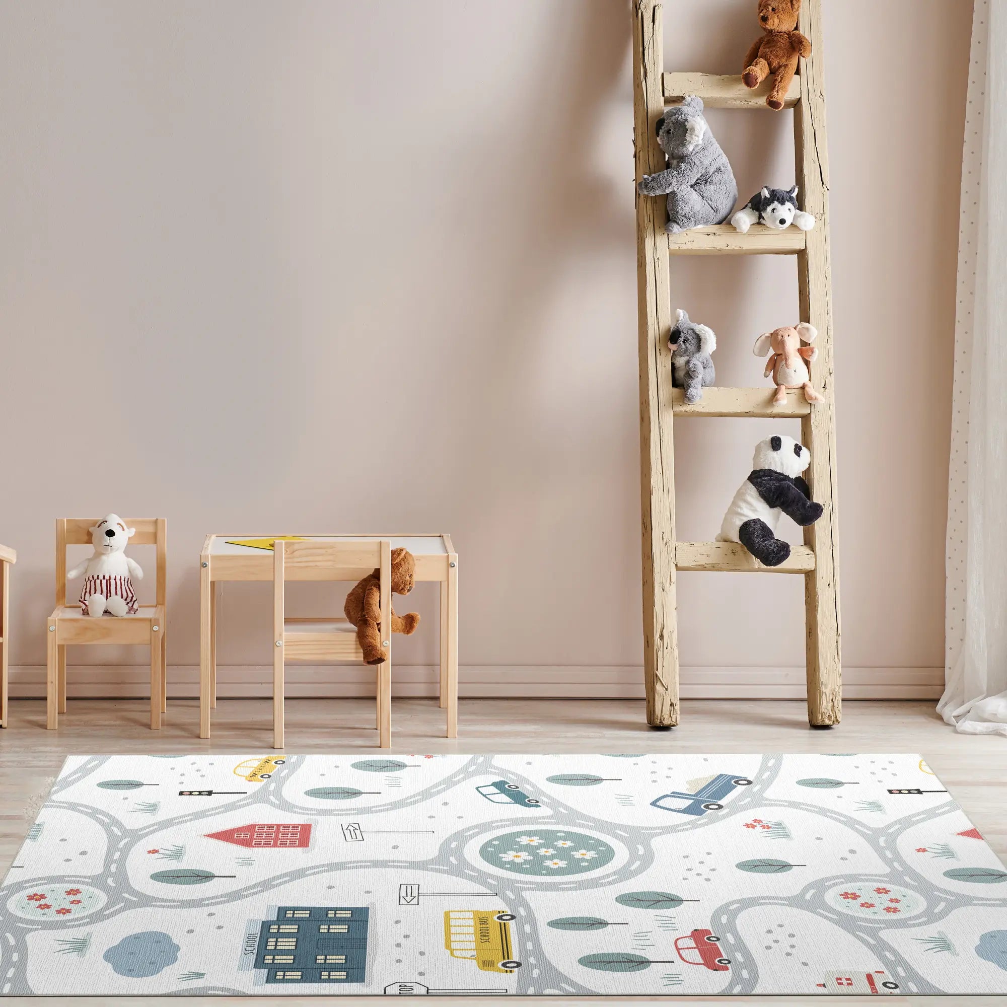Tappeto Bambini Traffico Stradale Cittadino Bianco