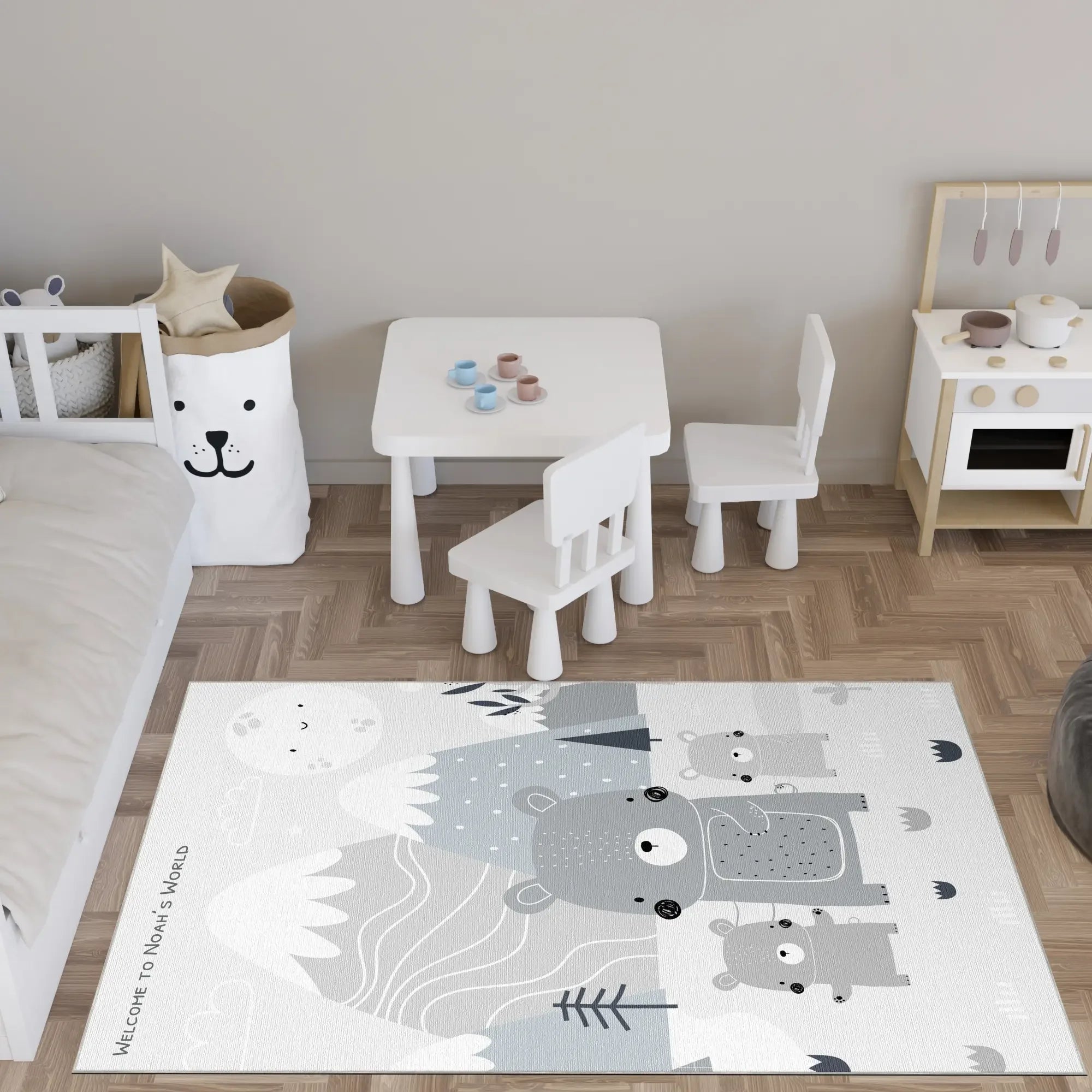 Famiglia di Orsi tra le Montagne | Tappeto Personalizzabile
