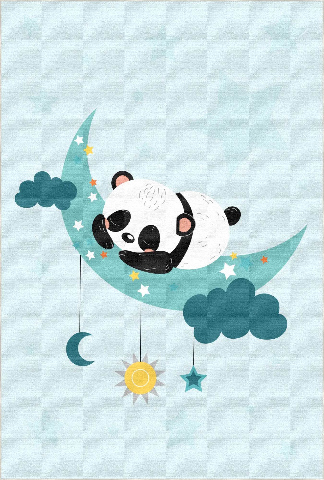 Tappeto Bambini Panda Sognante che Dorme sulla Luna