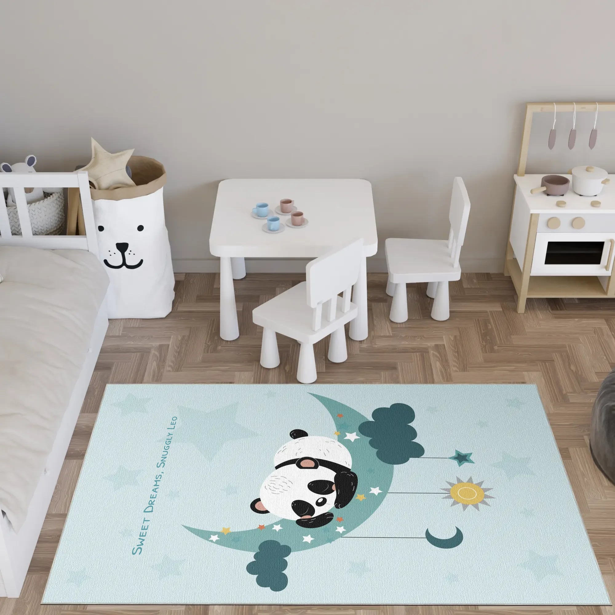 Tappeto Personalizzabile | Panda che Riposa sotto le Stelle