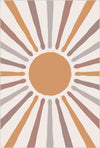 Tappeto Bambini Boho Terroso con Raggi di Sole Beige