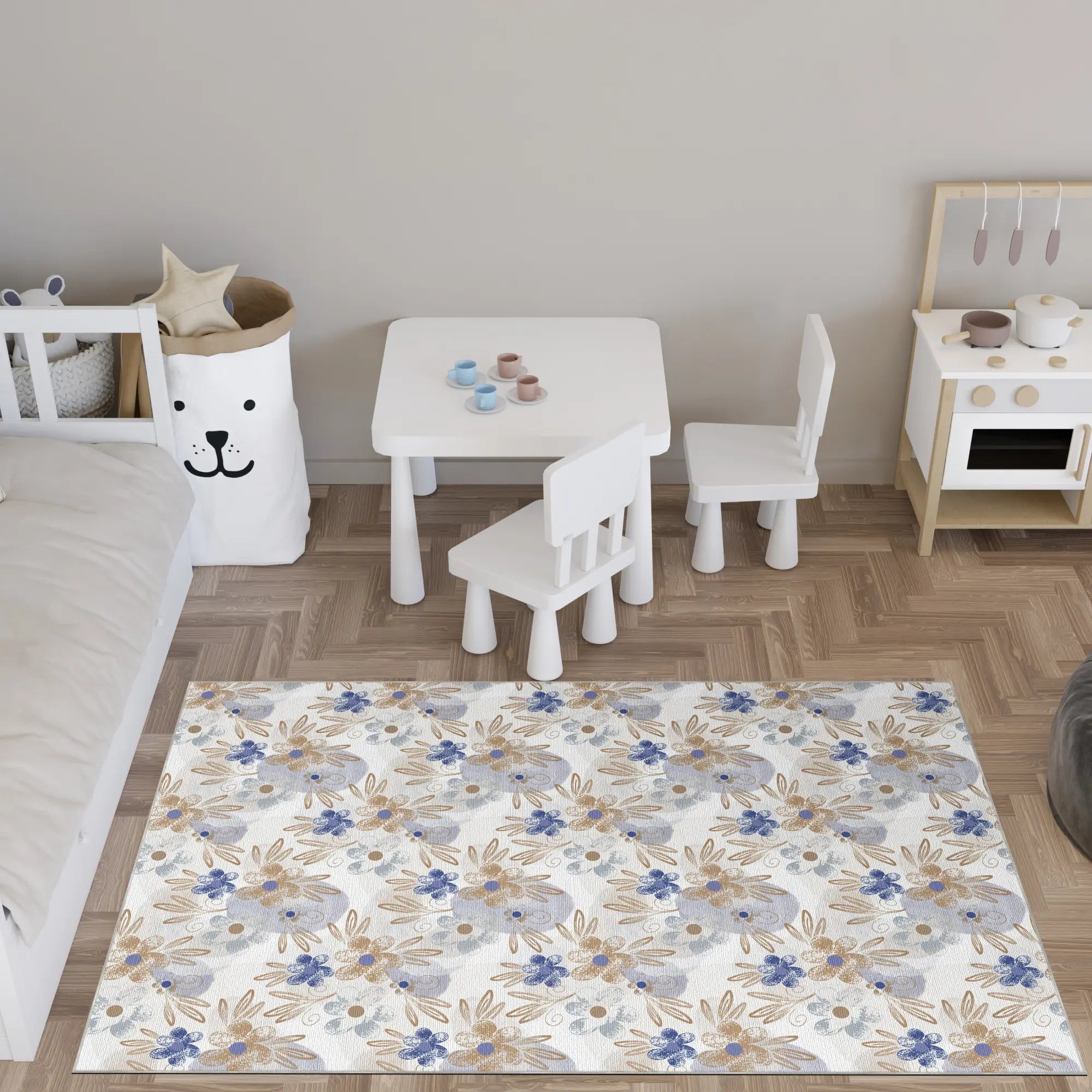 Tappeto Bambini Volpe Geometrica della Foresta
