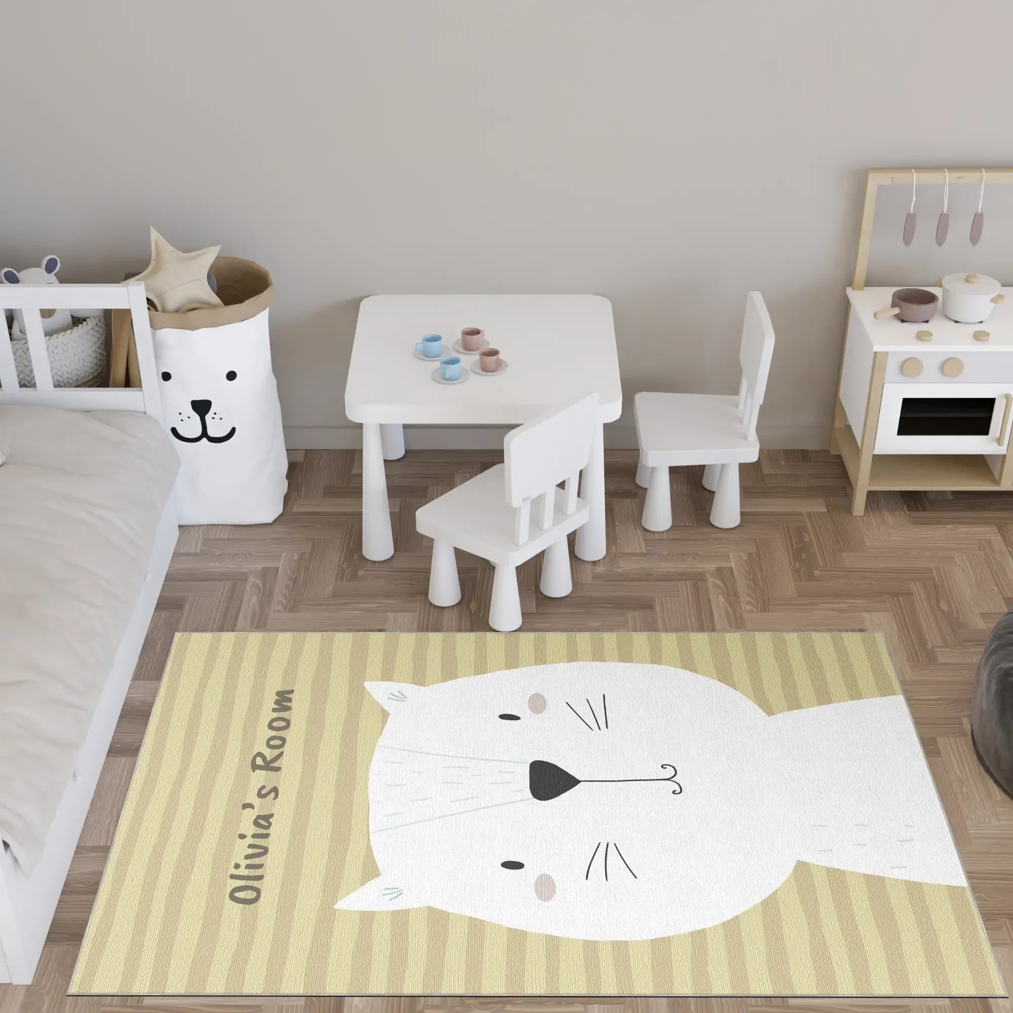 Tappeto per Bambini con Simpatico Gatto Personalizzabile