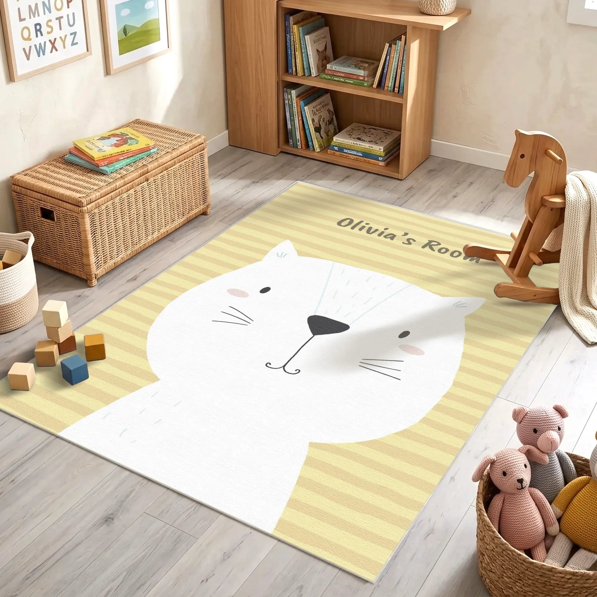 Tappeto per Bambini con Simpatico Gatto Personalizzabile