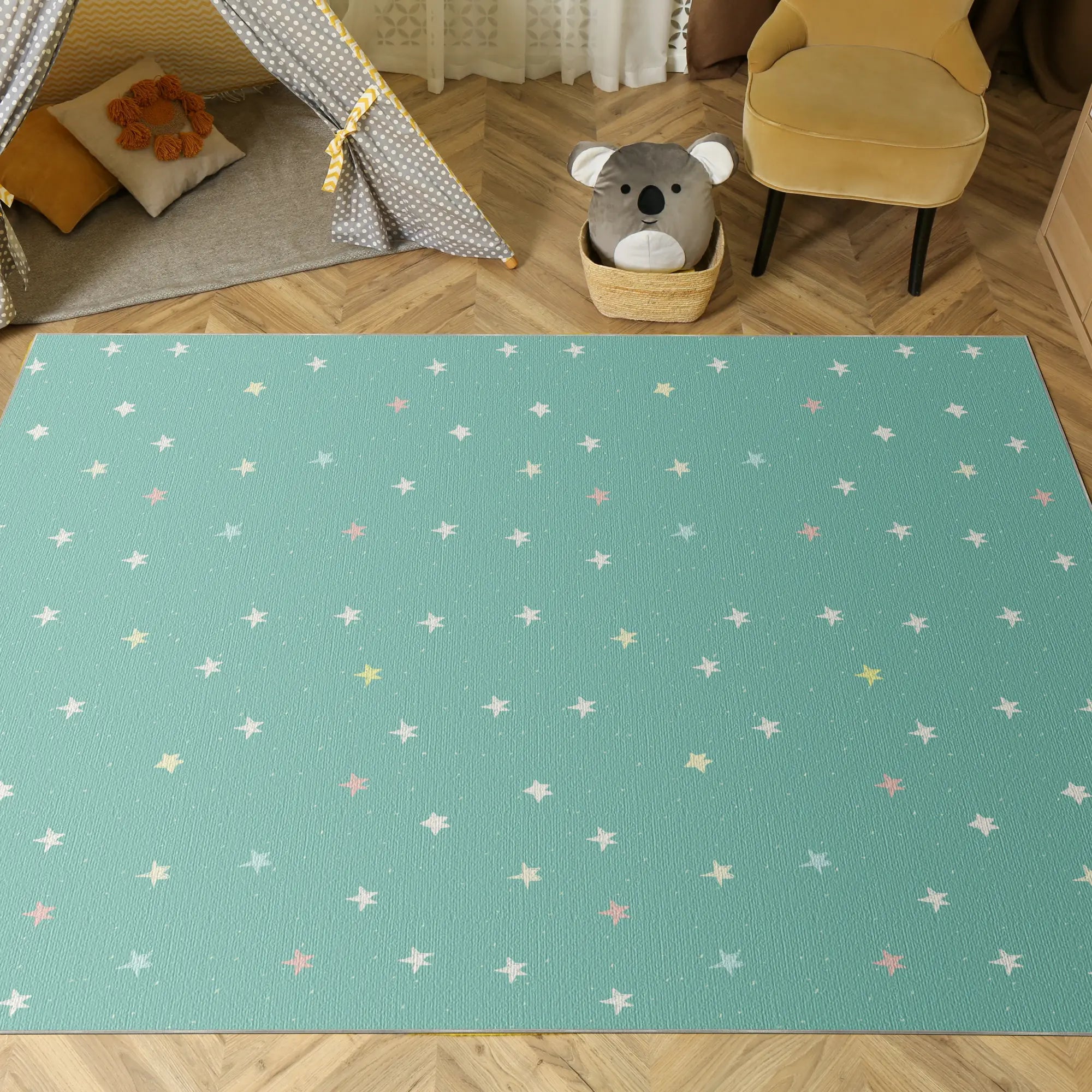 Tappeto Bambini Blocchi di Colore Geometrici Retrò