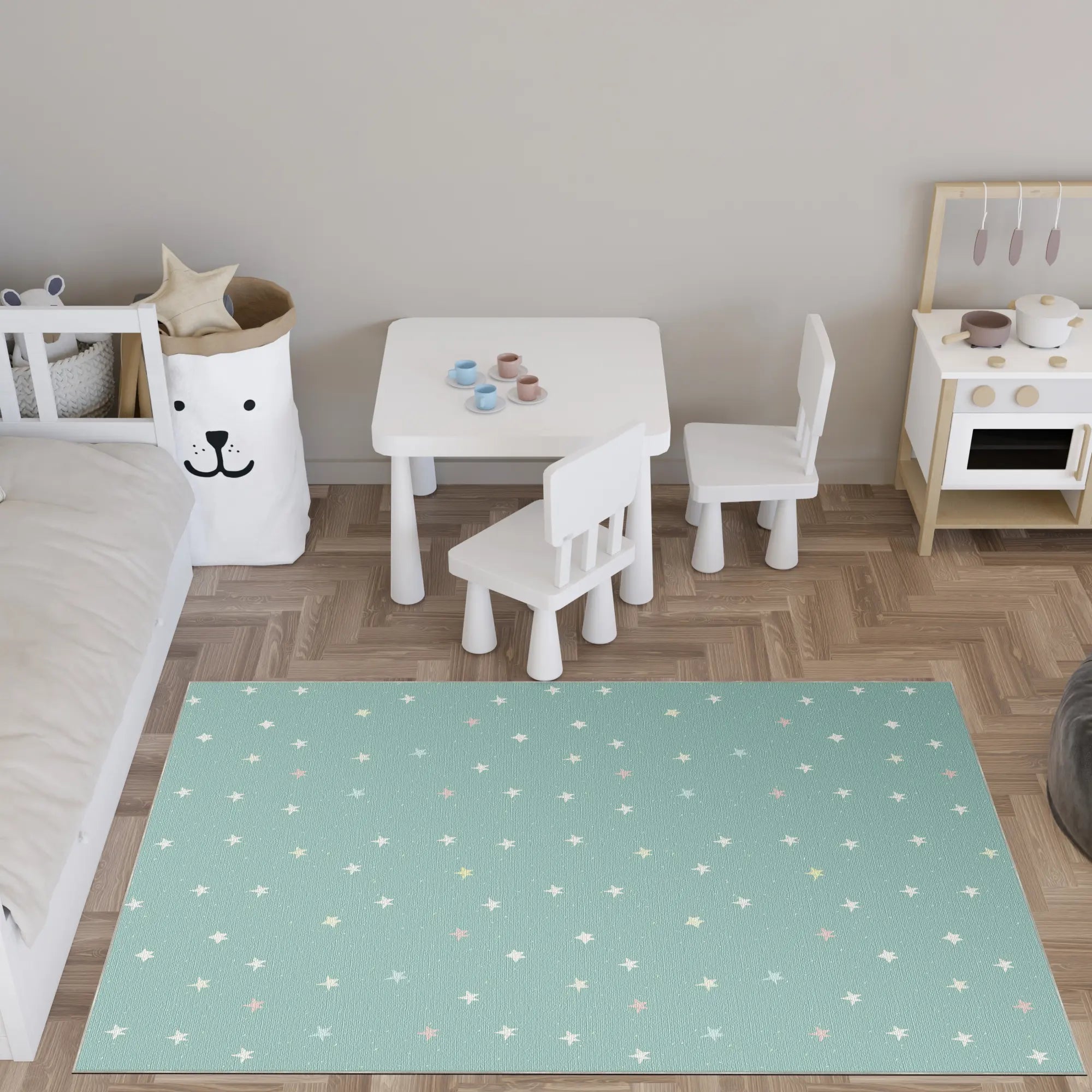 Tappeto Bambini Blocchi di Colore Geometrici Retrò