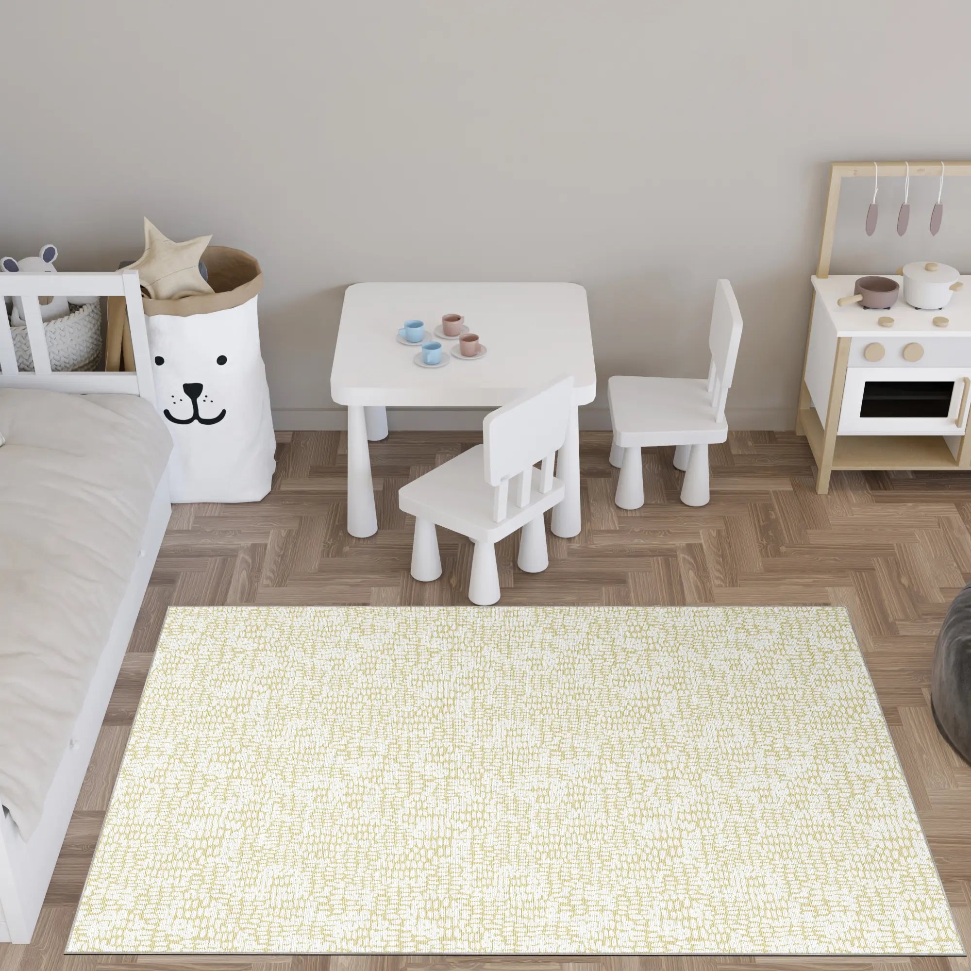 Tappeto Decorativo Giallo Morbido con Texture Astratta