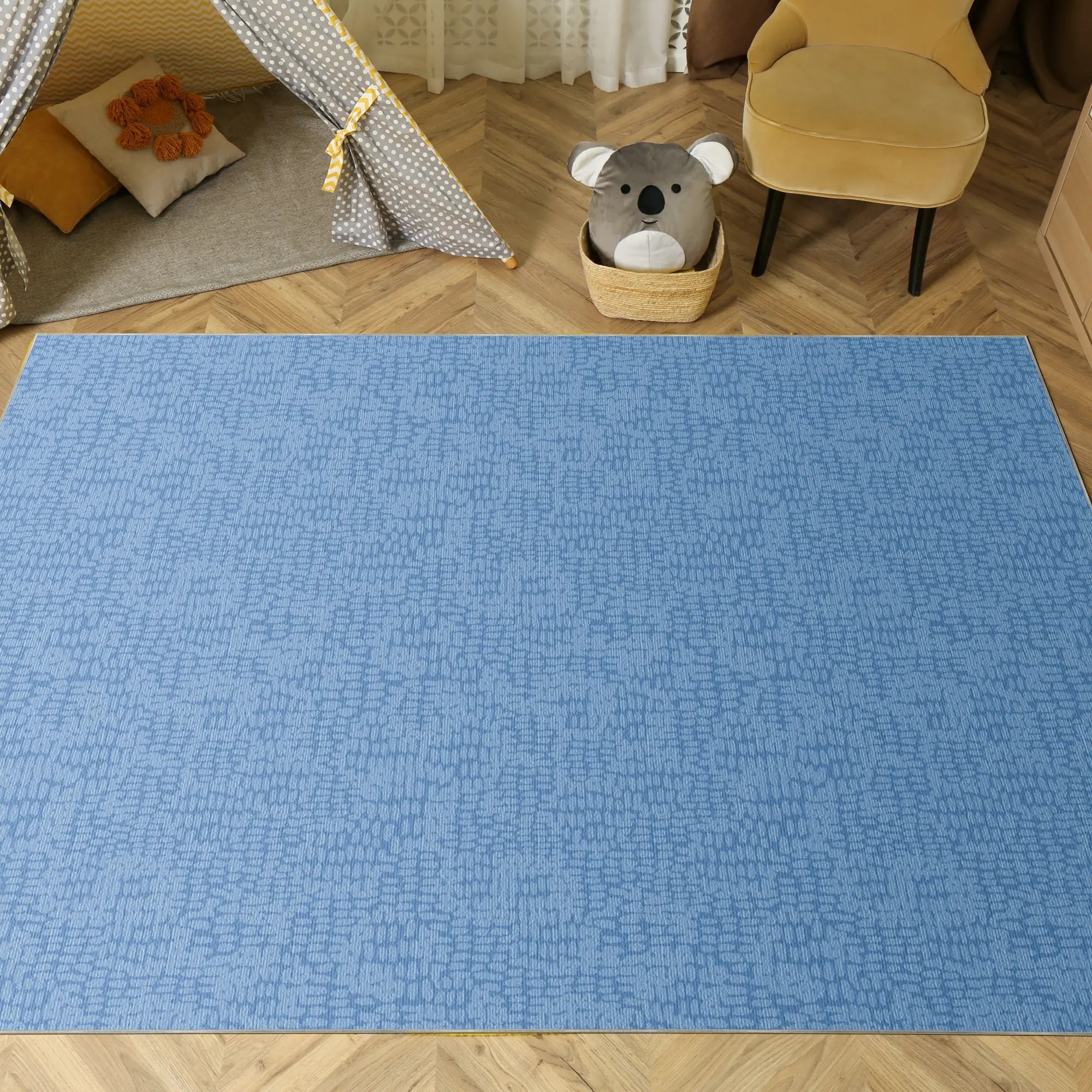 Tappeto Decorativo Azzurro Cielo Morbido con Texture Astratta