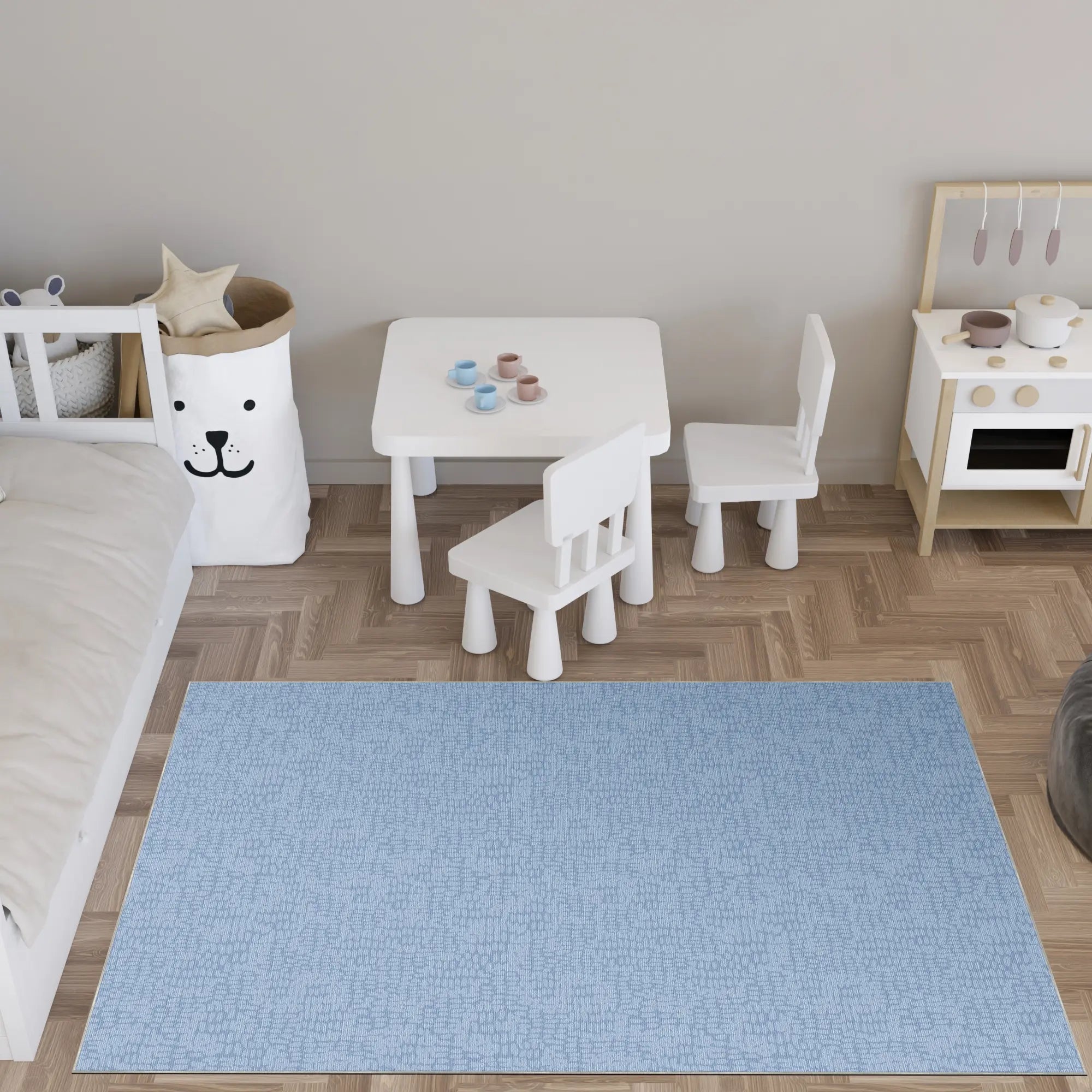 Tappeto Decorativo Azzurro Cielo Morbido con Texture Astratta