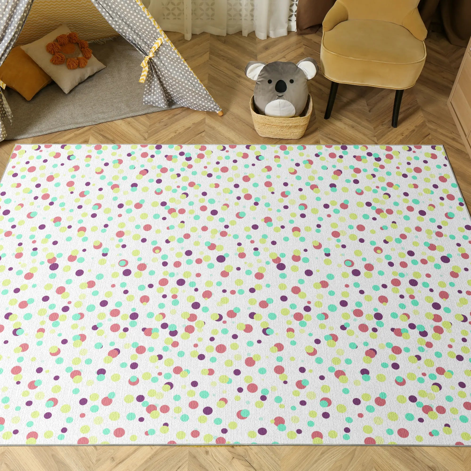 Tappeto Decorativo Colorato a Pois Confetti