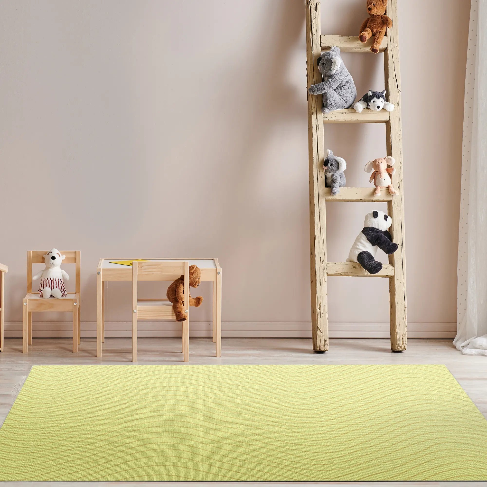 Tappeto Decorativo Giallo Morbido con Movimento Ondulato