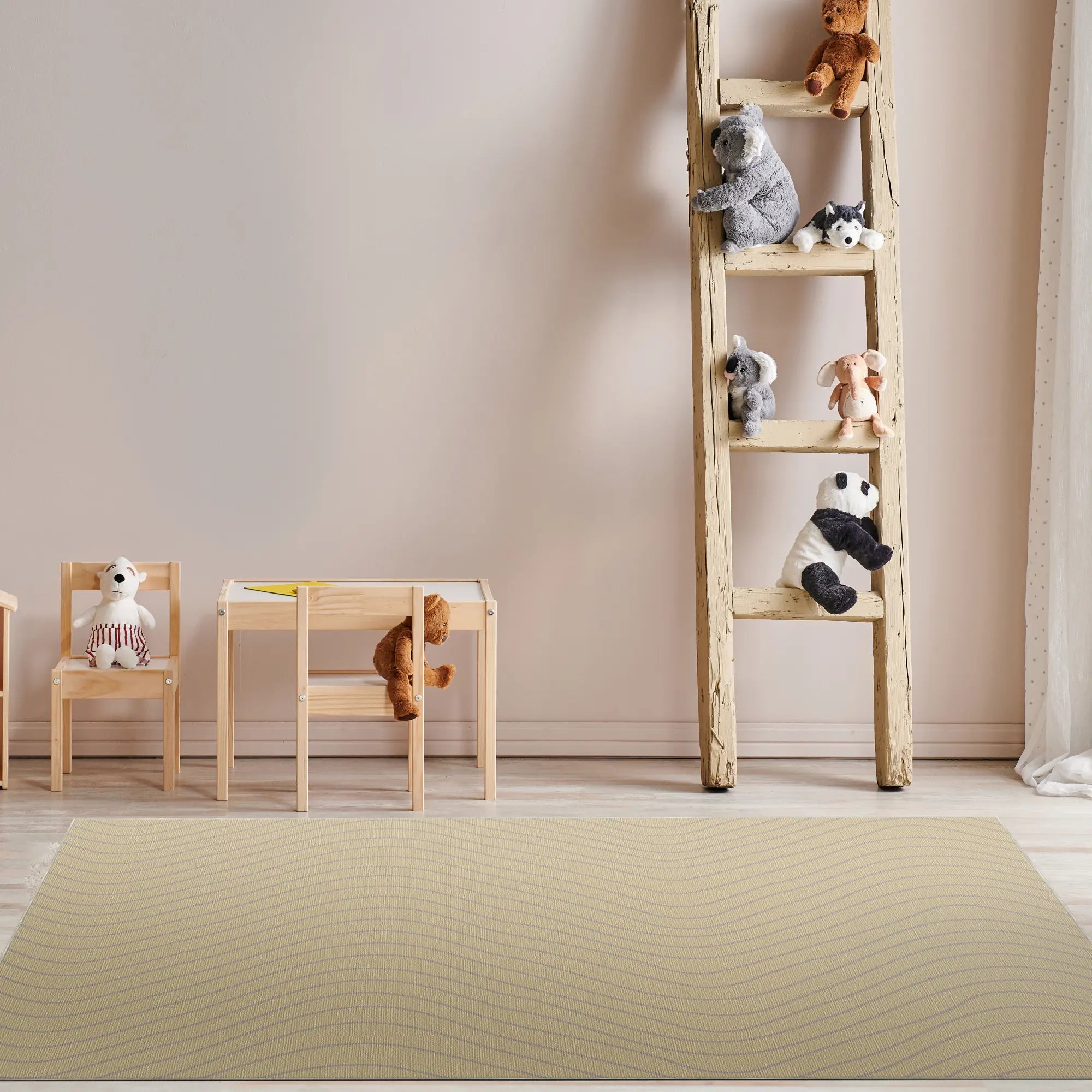 Tappeto Decorativo Beige Morbido con Movimento Ondulato