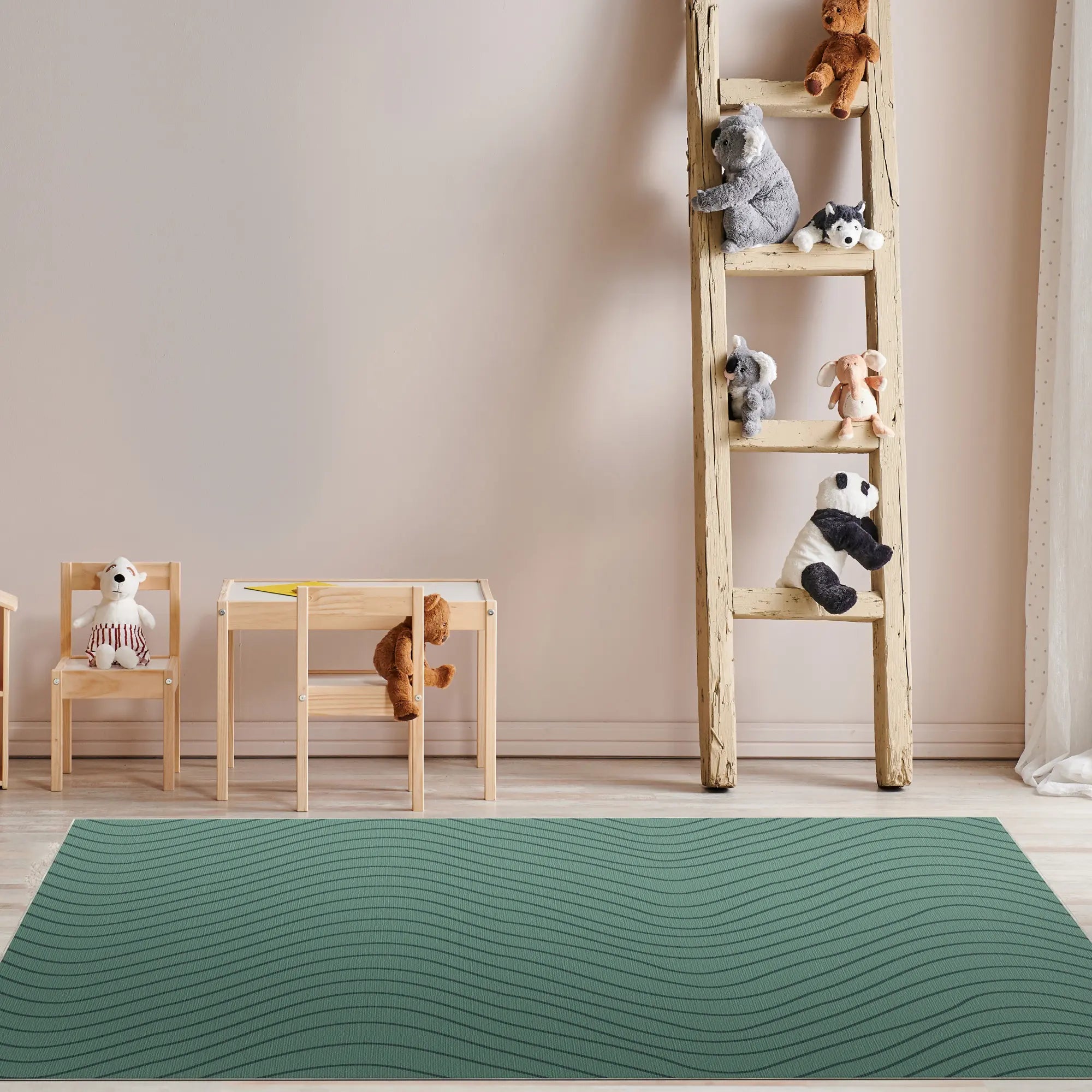 Tappeto Decorativo Verde Salvia Morbido con Movimento Ondulato
