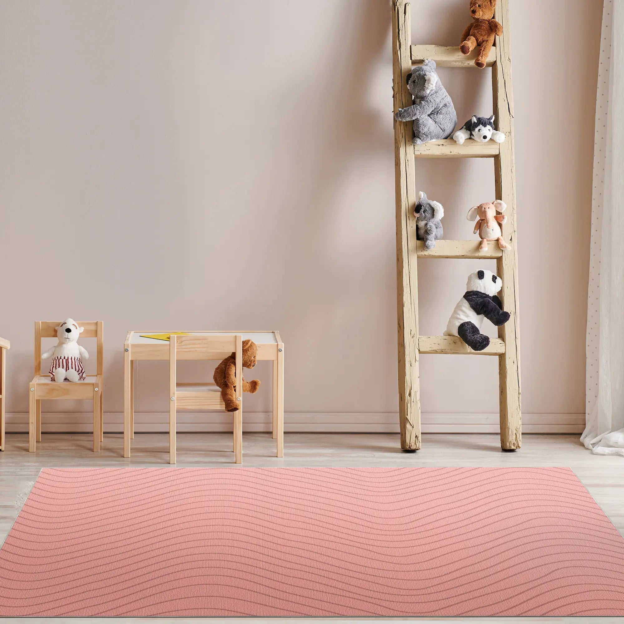 Tappeto Decorativo Rosa Morbido con Movimento Ondulato