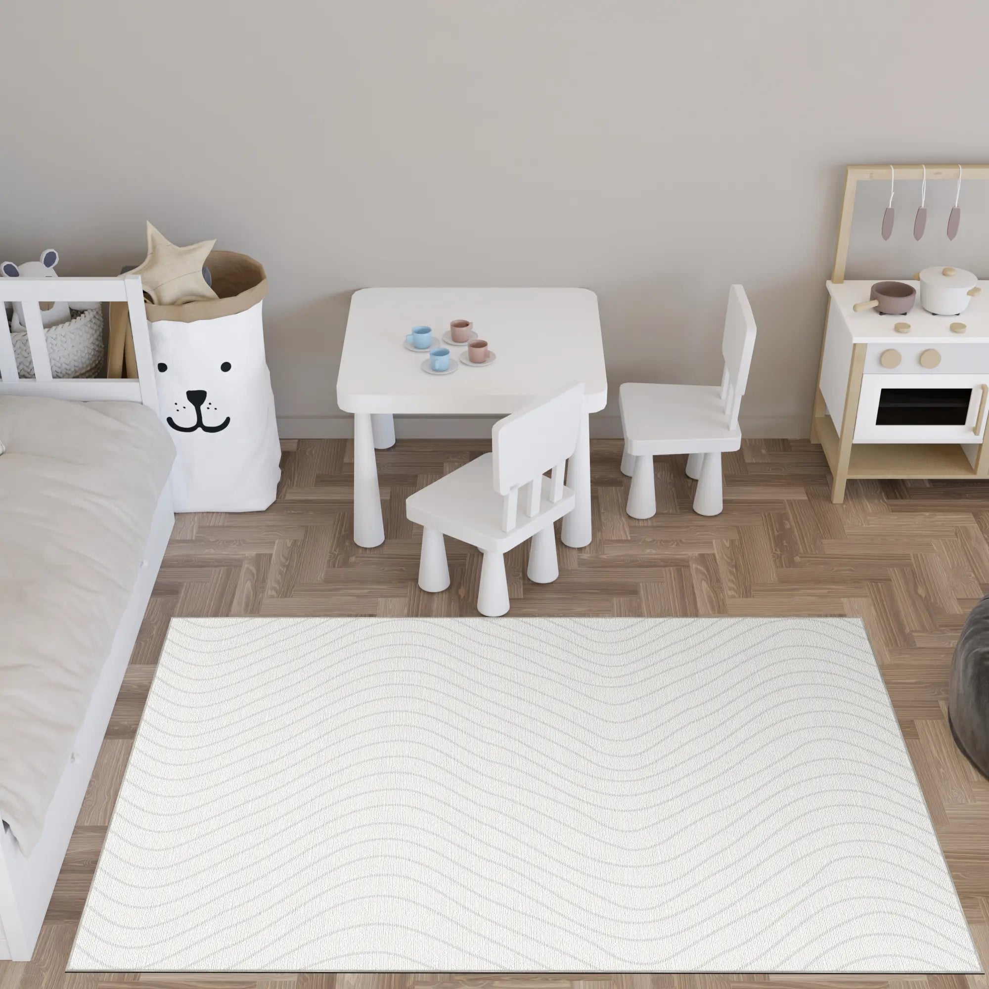 Tappeto Decorativo Grigio Morbido con Movimento Ondulato