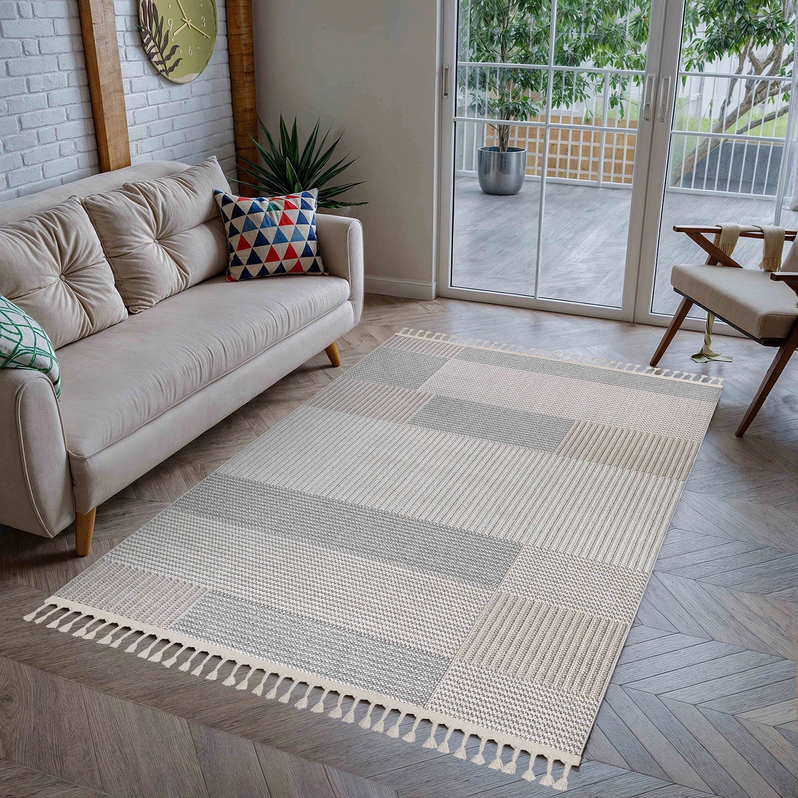 Taupe Modern Block Rug
