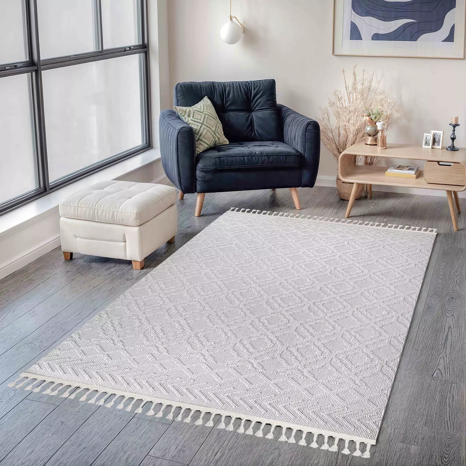 Loop Soft Weave Boucle Modern Rug White - Bella Rugs