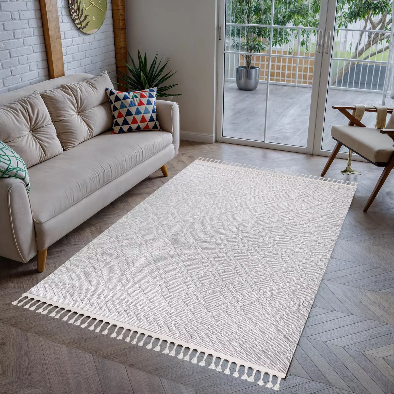 Loop Soft Weave Boucle Modern Rug White - Bella Rugs