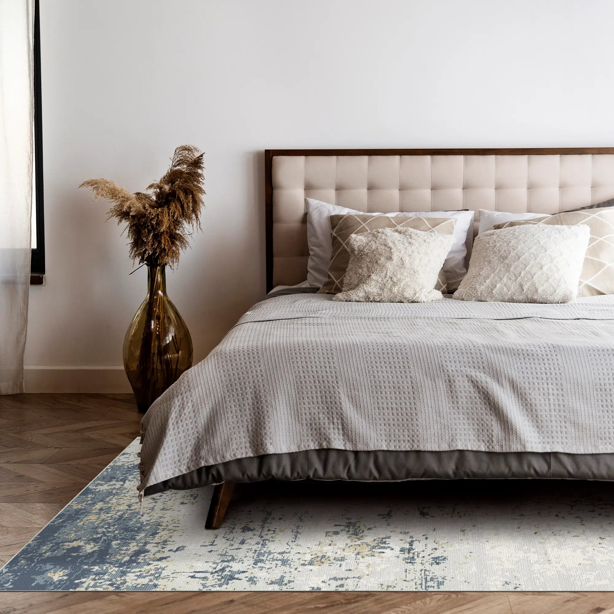 Sapphire Drift Distressed Abstract Rug