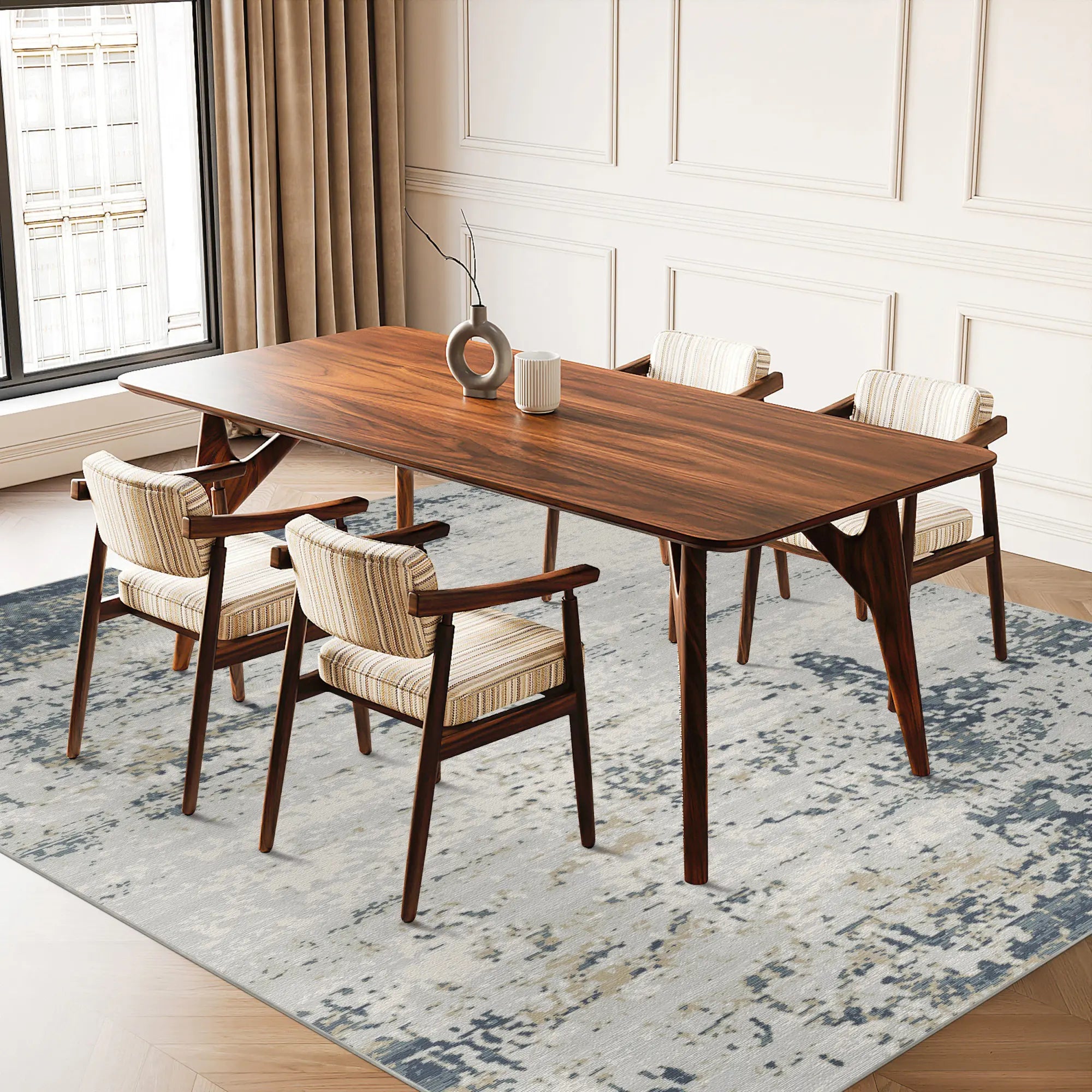 Sapphire Drift Distressed Abstract Rug