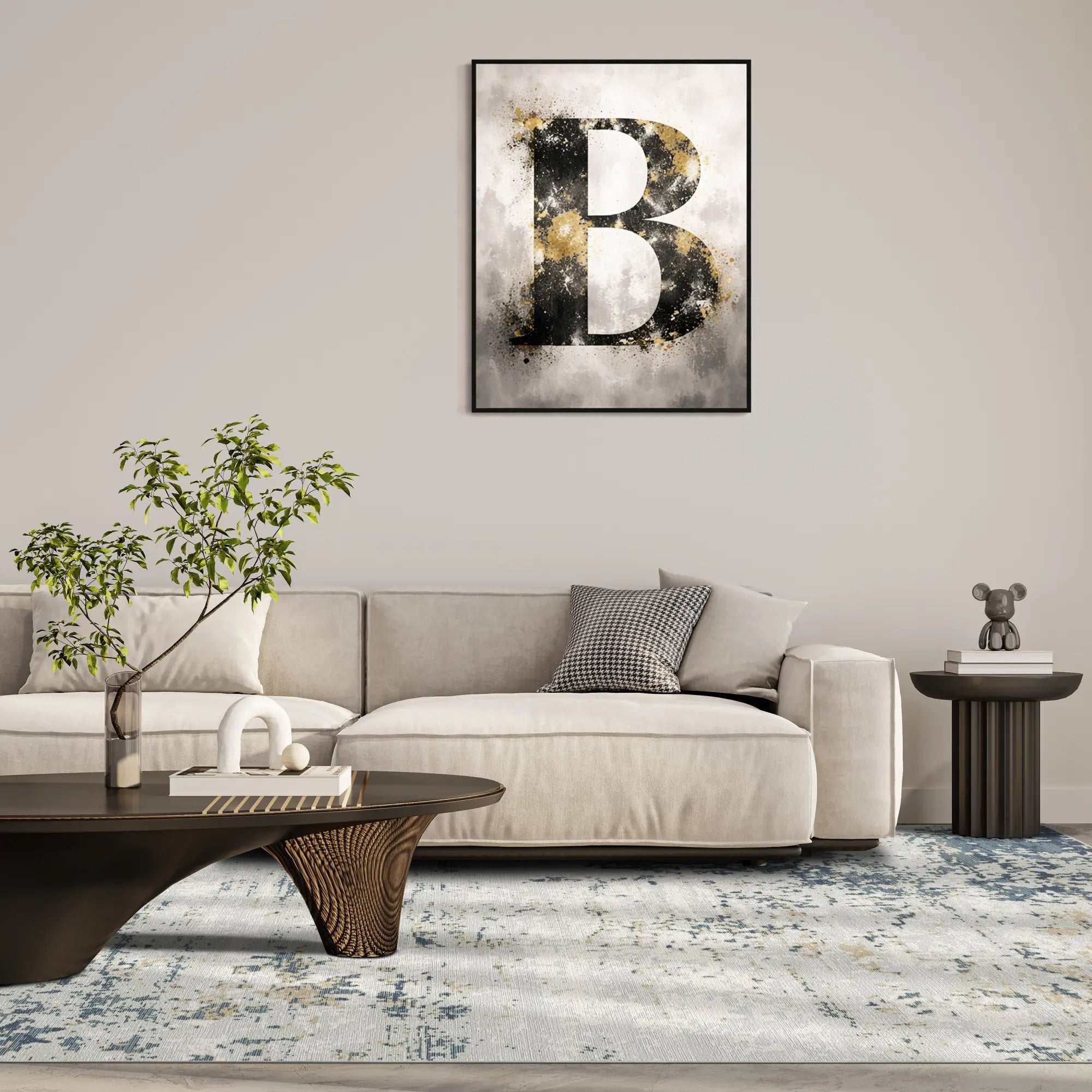 Sapphire Drift Distressed Abstract Rug