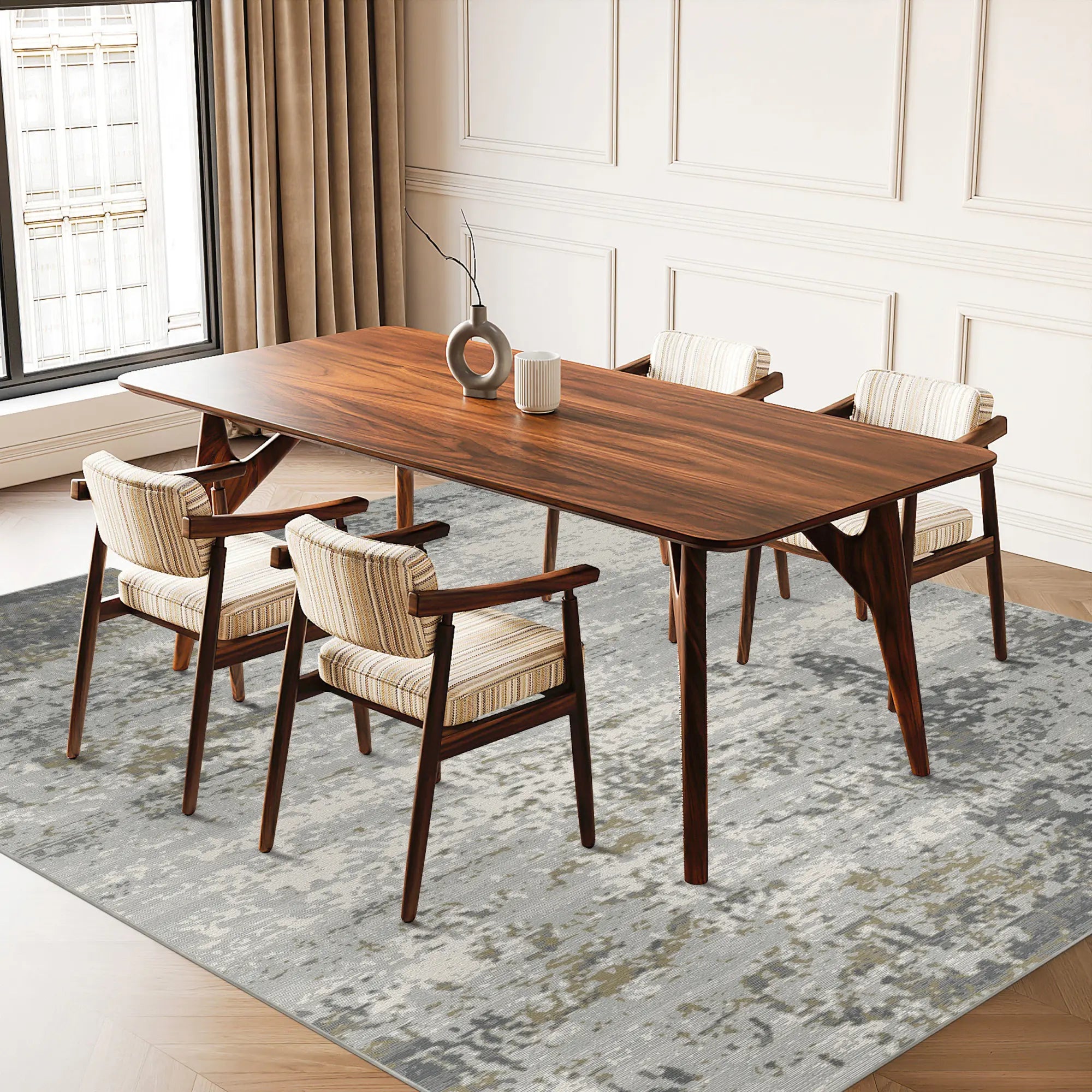 Tappeto Astratto Distressed Patina Grafite