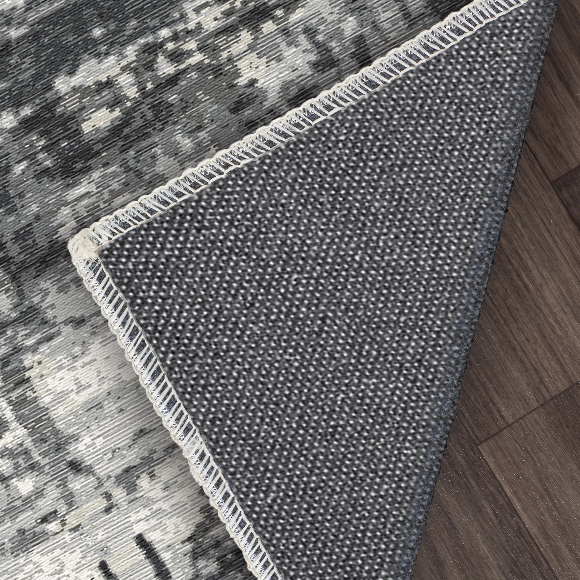 Midnight Drift Industrial Abstract Rug