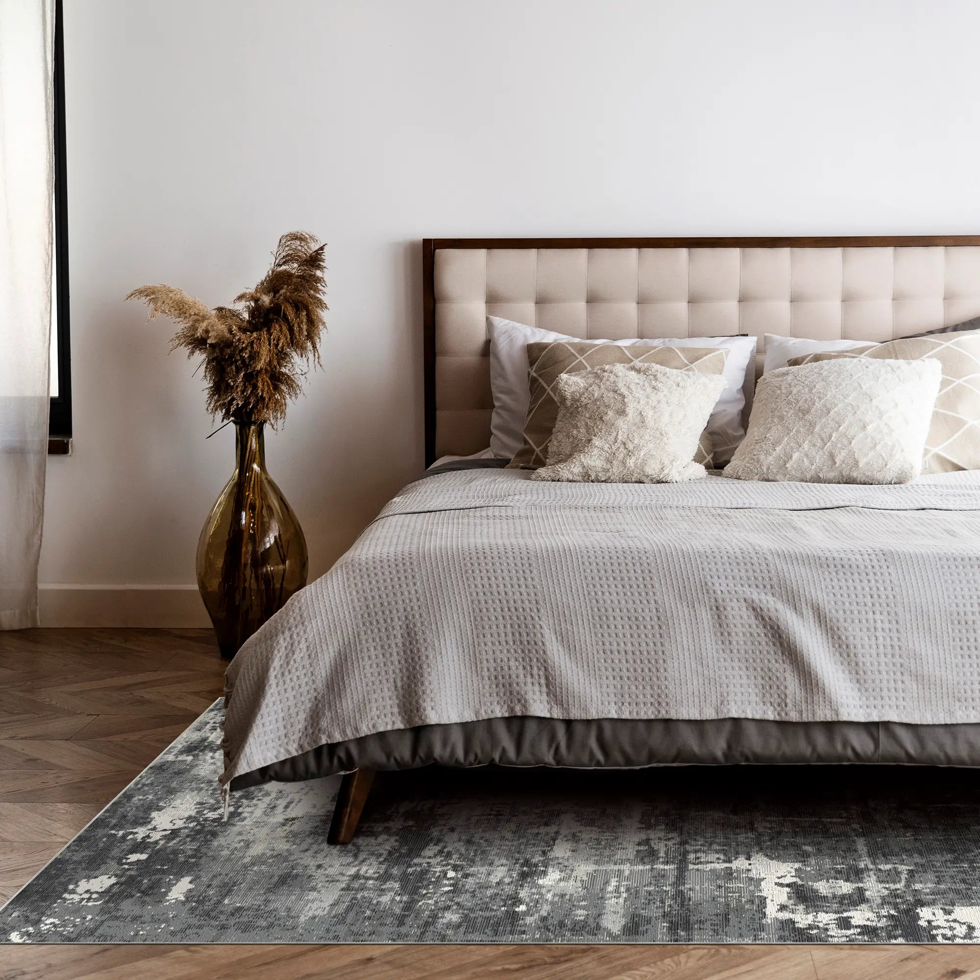 Midnight Drift Industrial Abstract Rug