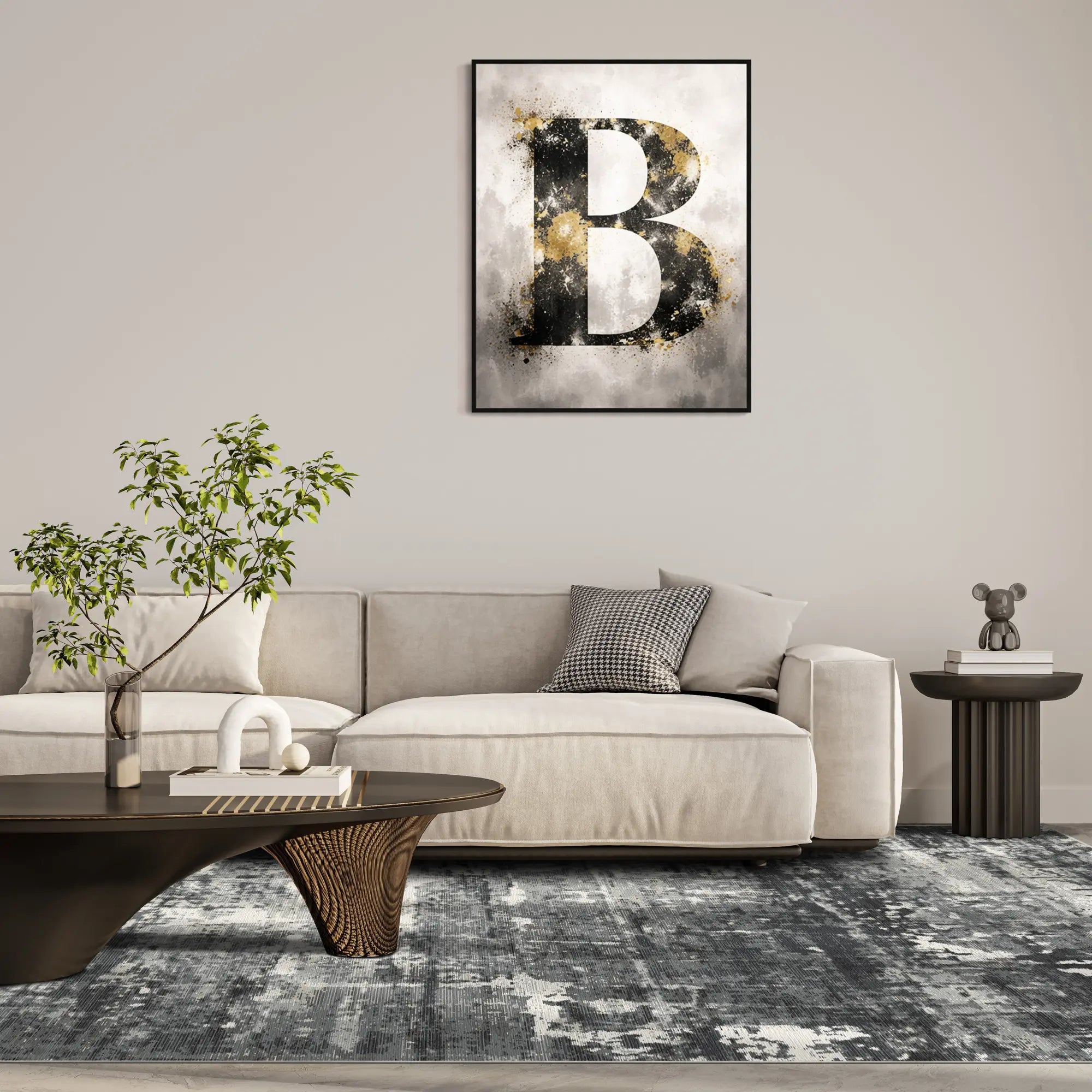 Midnight Drift Industrial Abstract Rug