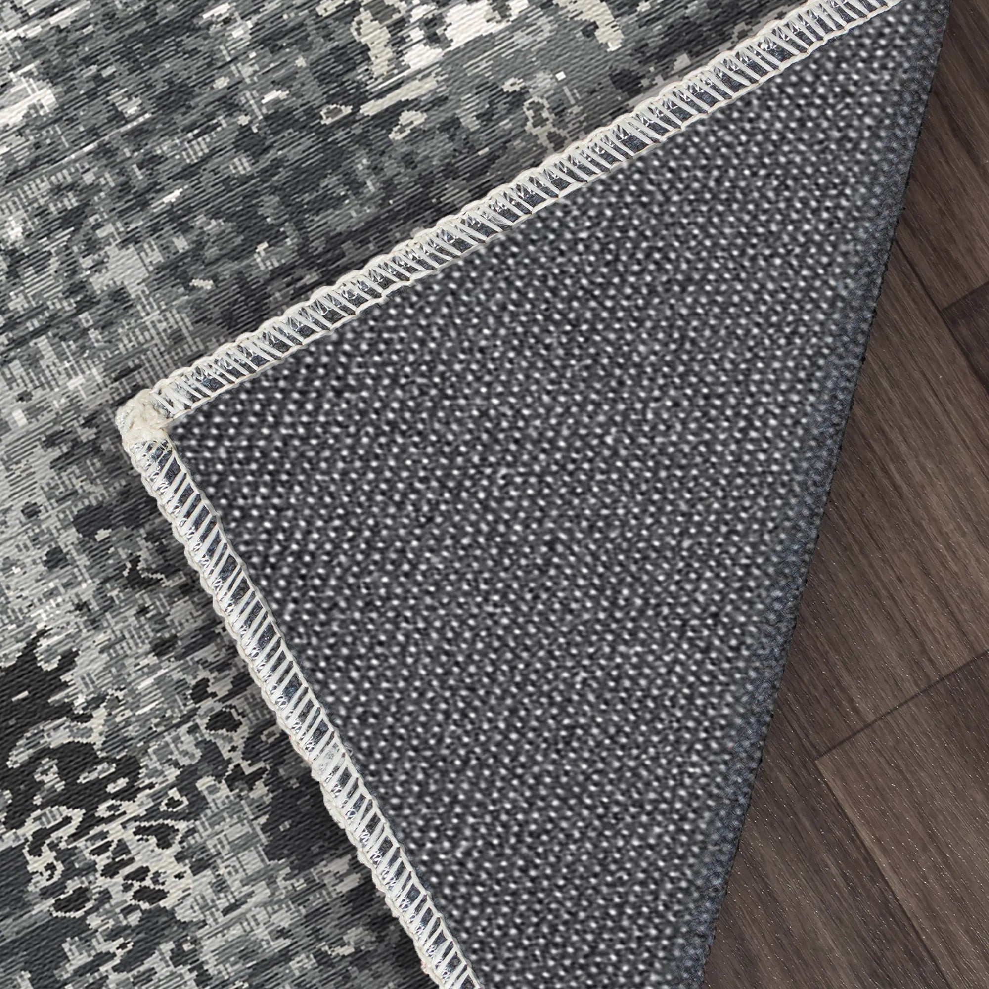 Obsidian Static Industrial Abstract Rug