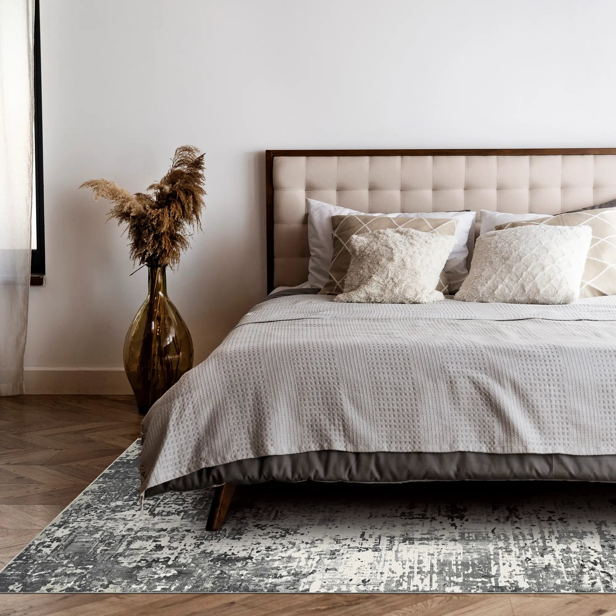 Obsidian Static Industrial Abstract Rug