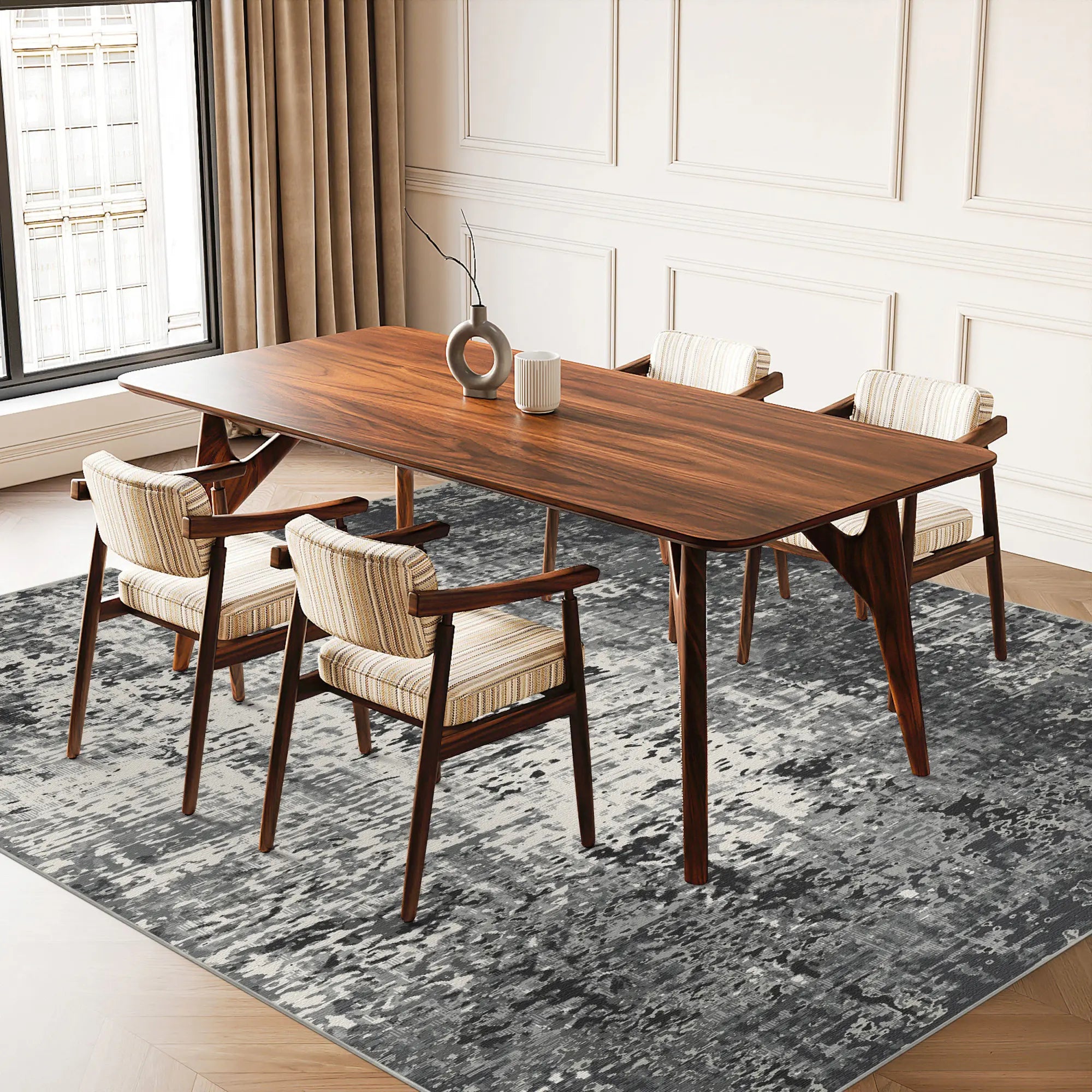 Obsidian Static Industrial Abstract Rug