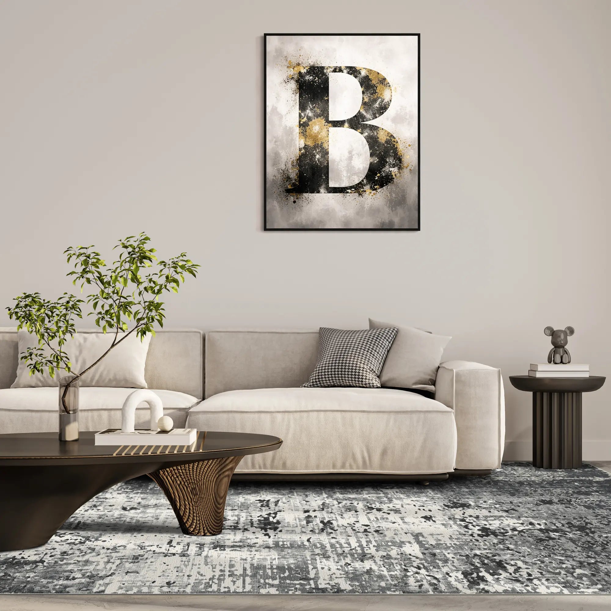 Obsidian Static Industrial Abstract Rug