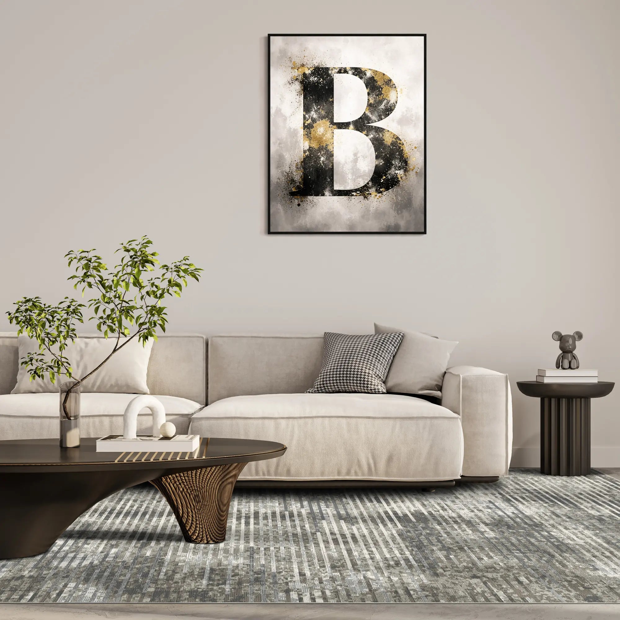 Pebble Horizon Industrial Abstract Rug