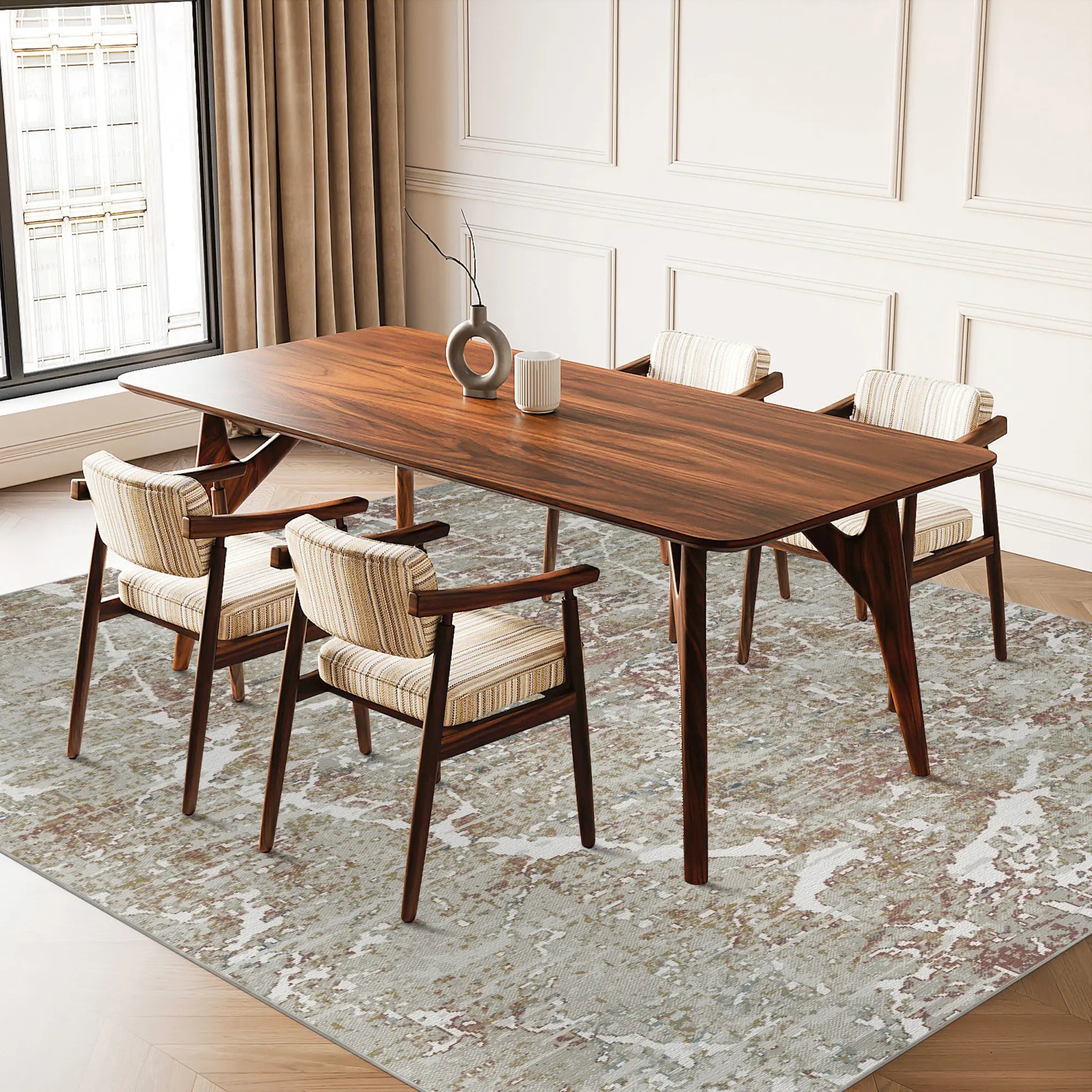 Amber Vein Washable Abstract Rug