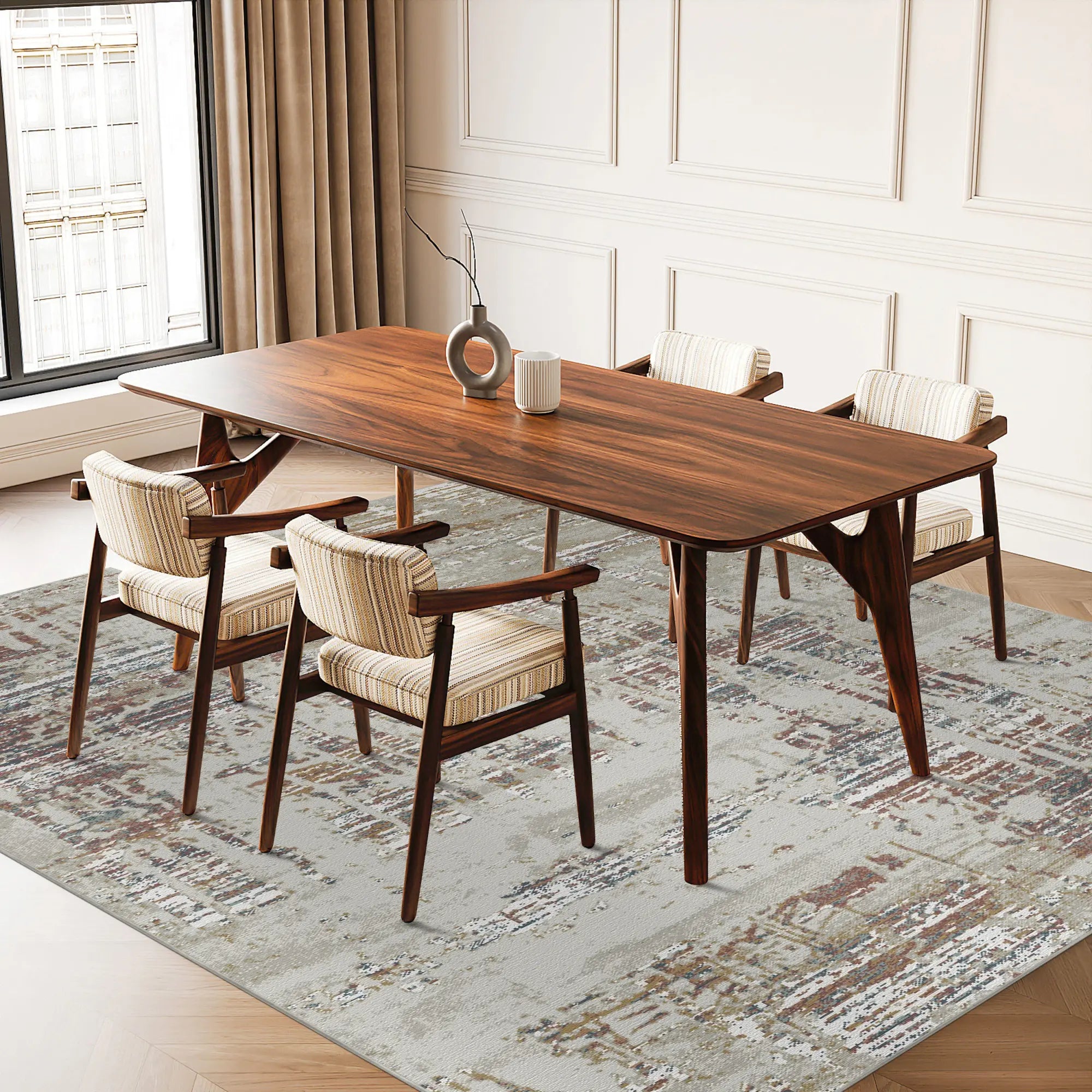 Copper Stream Distressed Abstract Rug