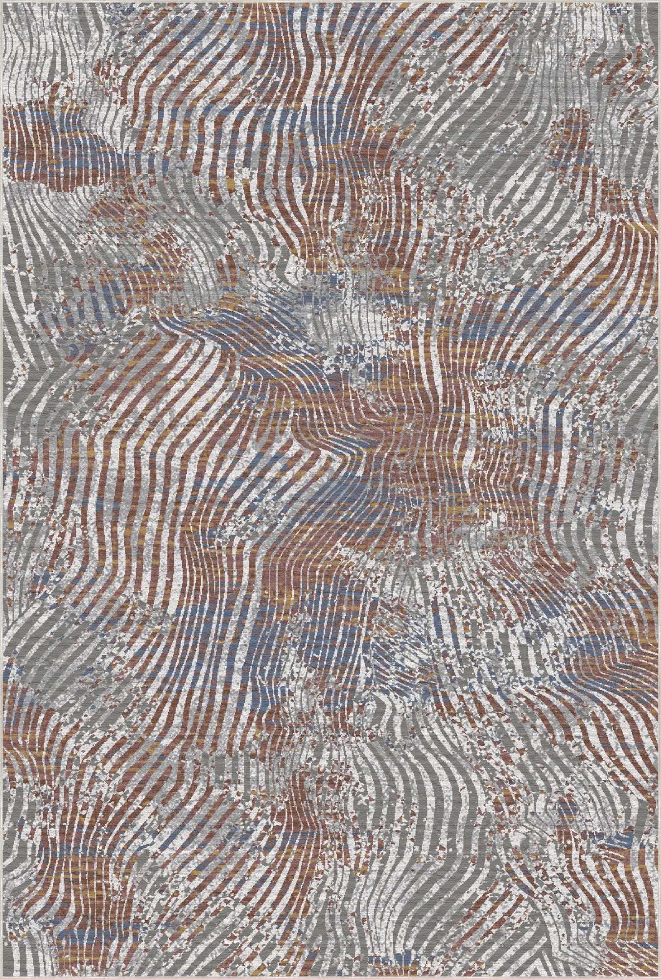 Topographic Ripple Distressed Abstract Rug