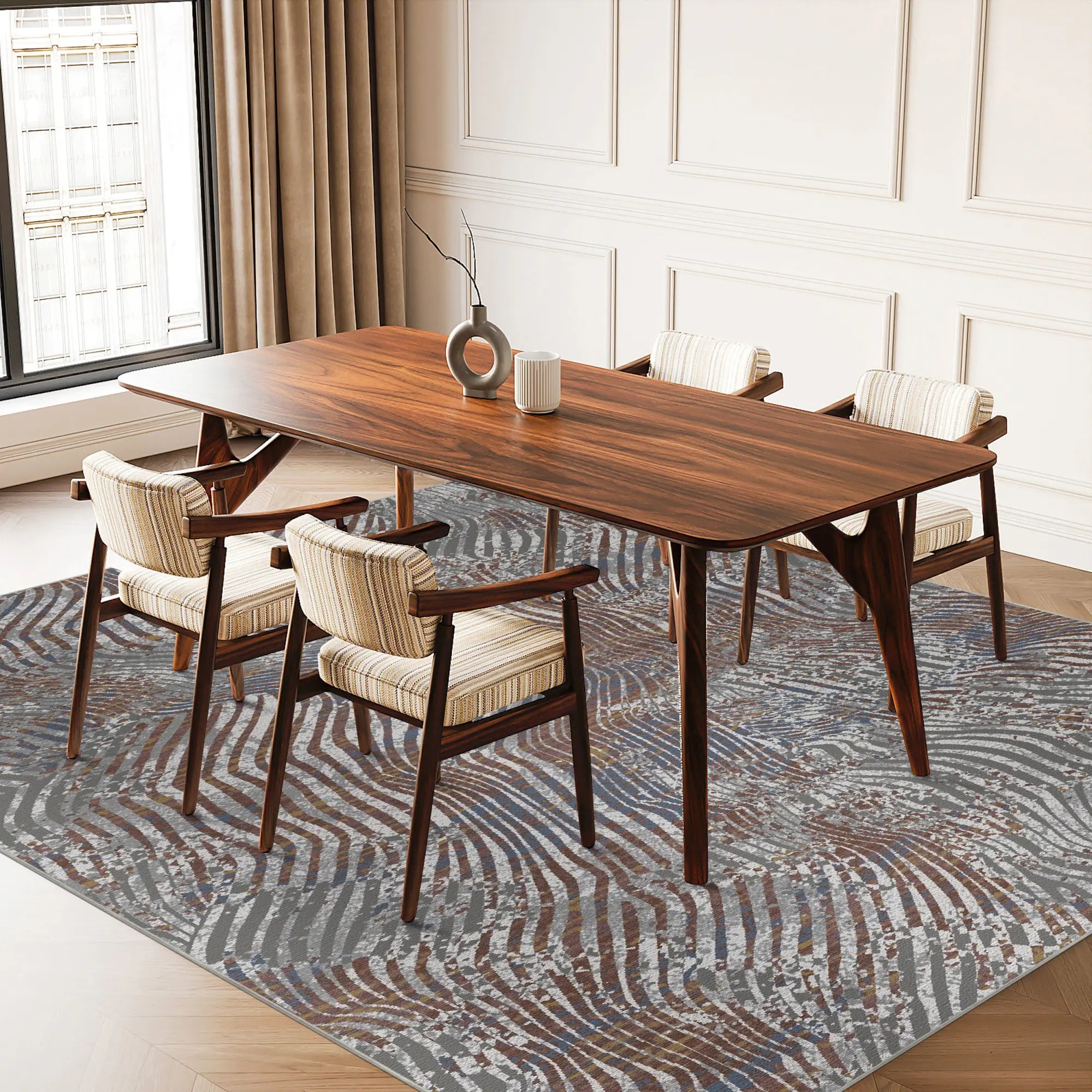 Topographic Ripple Distressed Abstract Rug