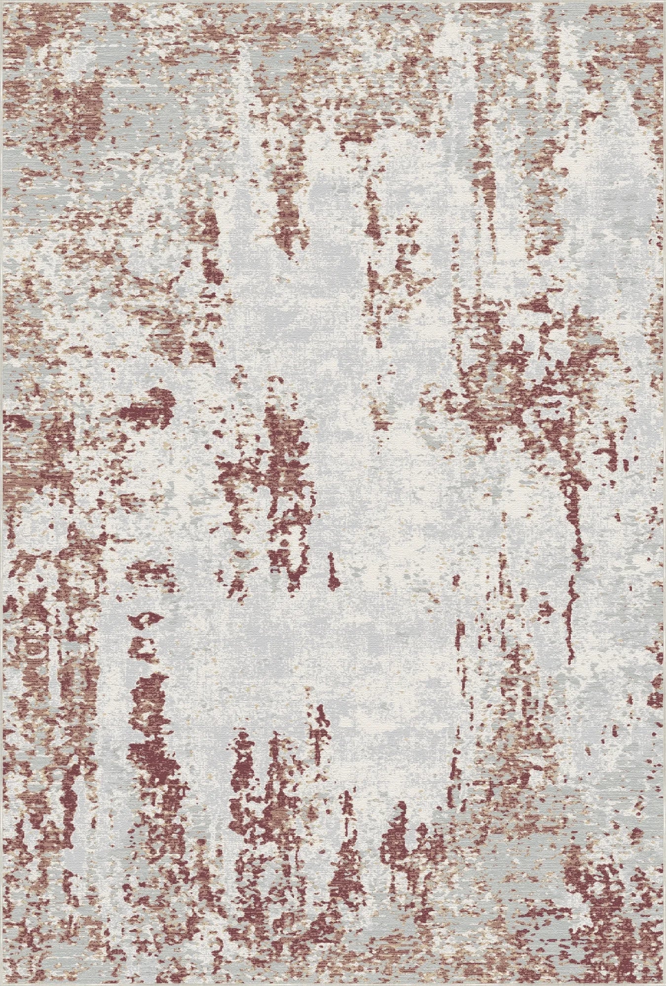Crimson Drift Distressed Abstract Rug