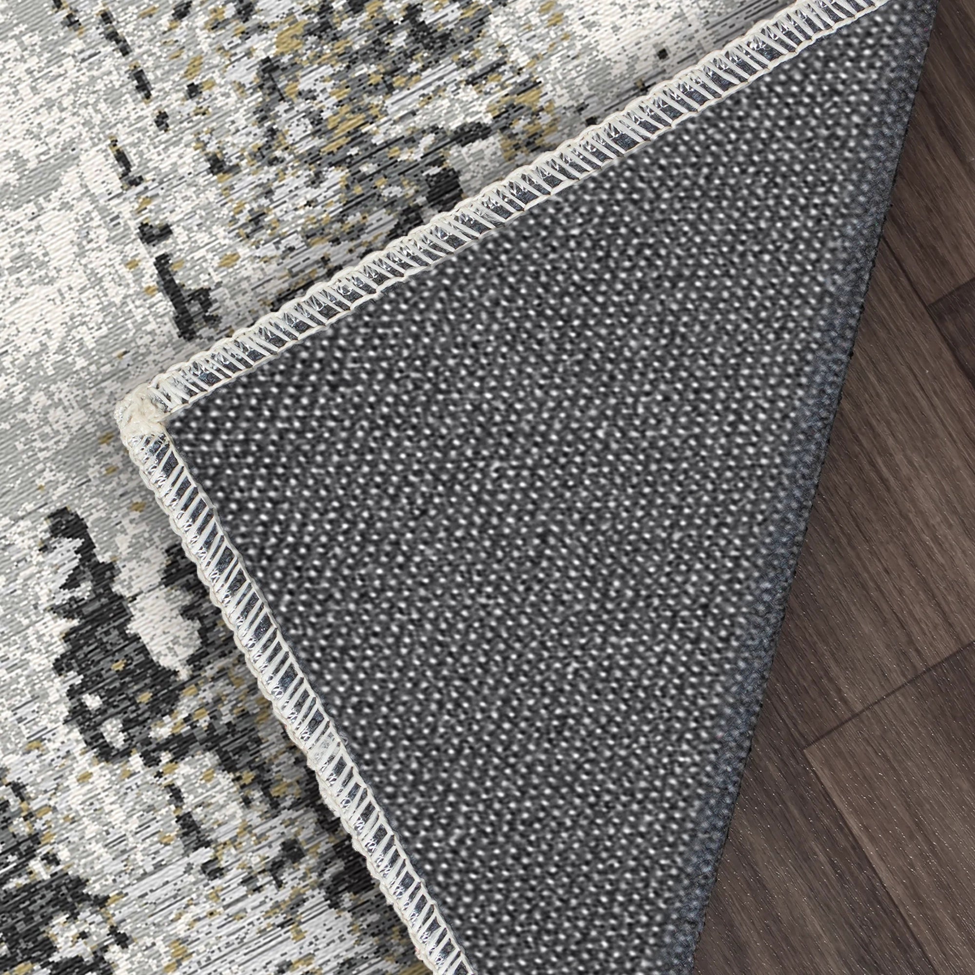 Obsidian Tide Distressed Abstract Rug